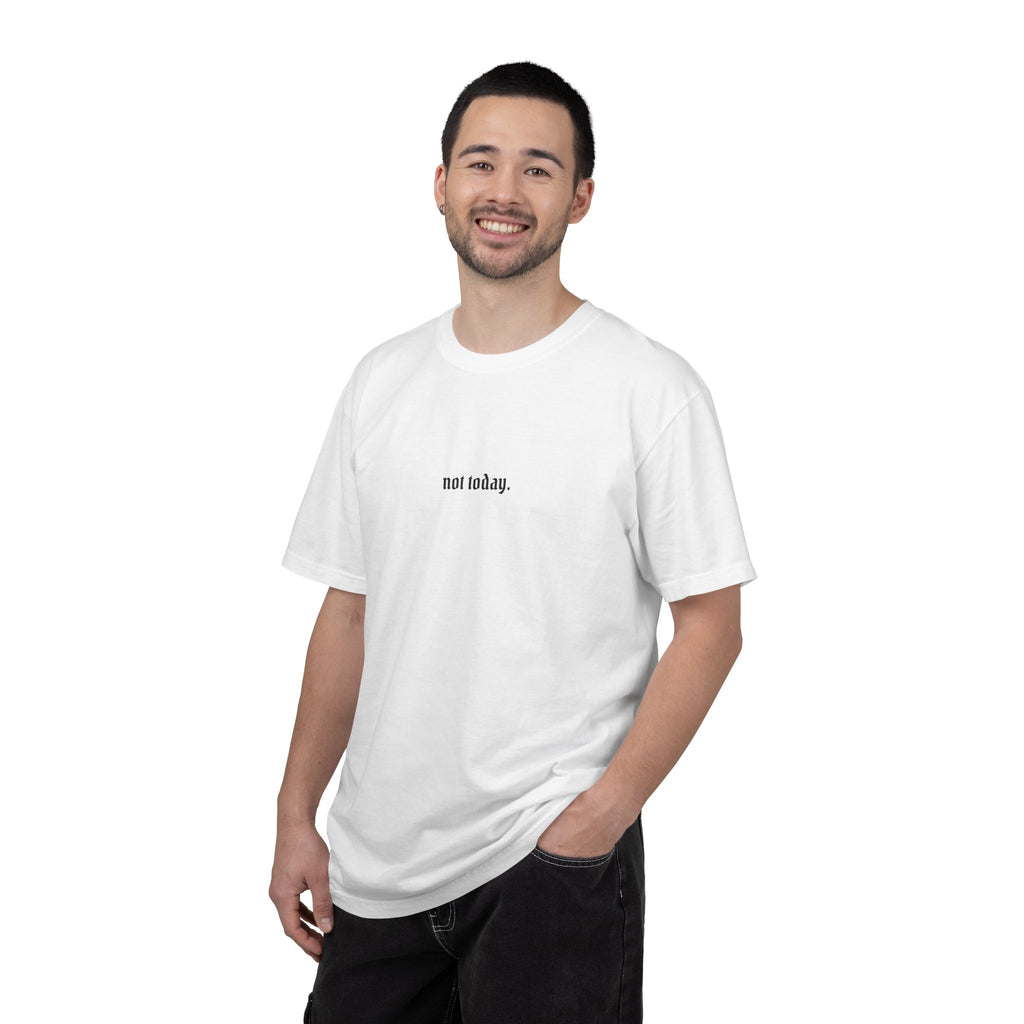 Not Today text tee | Graphic T-Shirt with Cowboy Skull Middle Finger Back Art