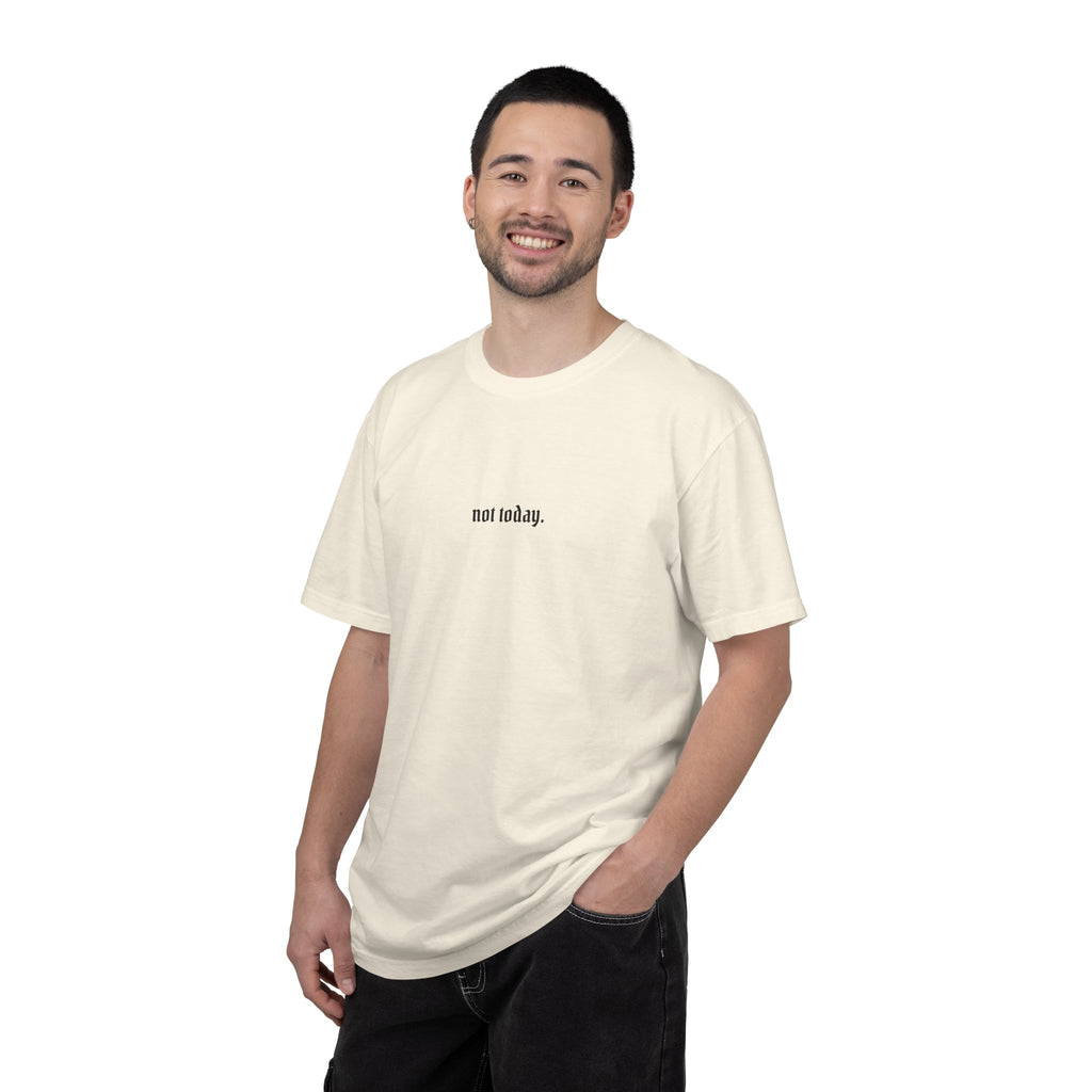 Not Today text tee | Graphic T-Shirt with Cowboy Skull Middle Finger Back Art