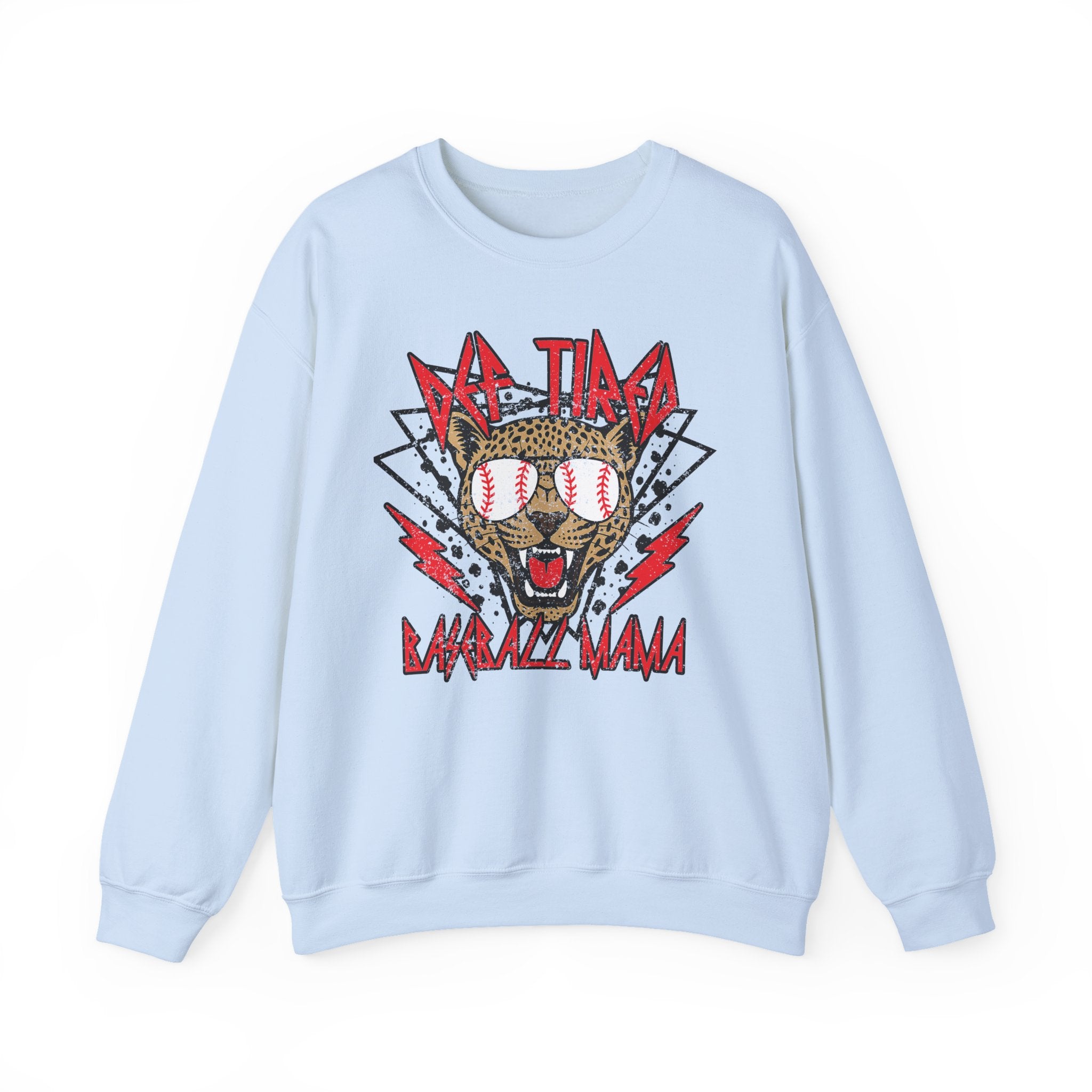 Baseball Leopard Graphic Sweatshirt | Retro Rock Cat with Sunglasses