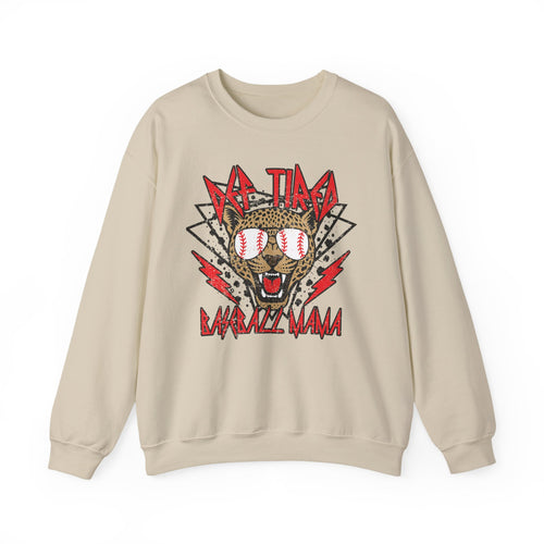 Baseball Leopard Graphic Sweatshirt | Retro Rock Cat with Sunglasses