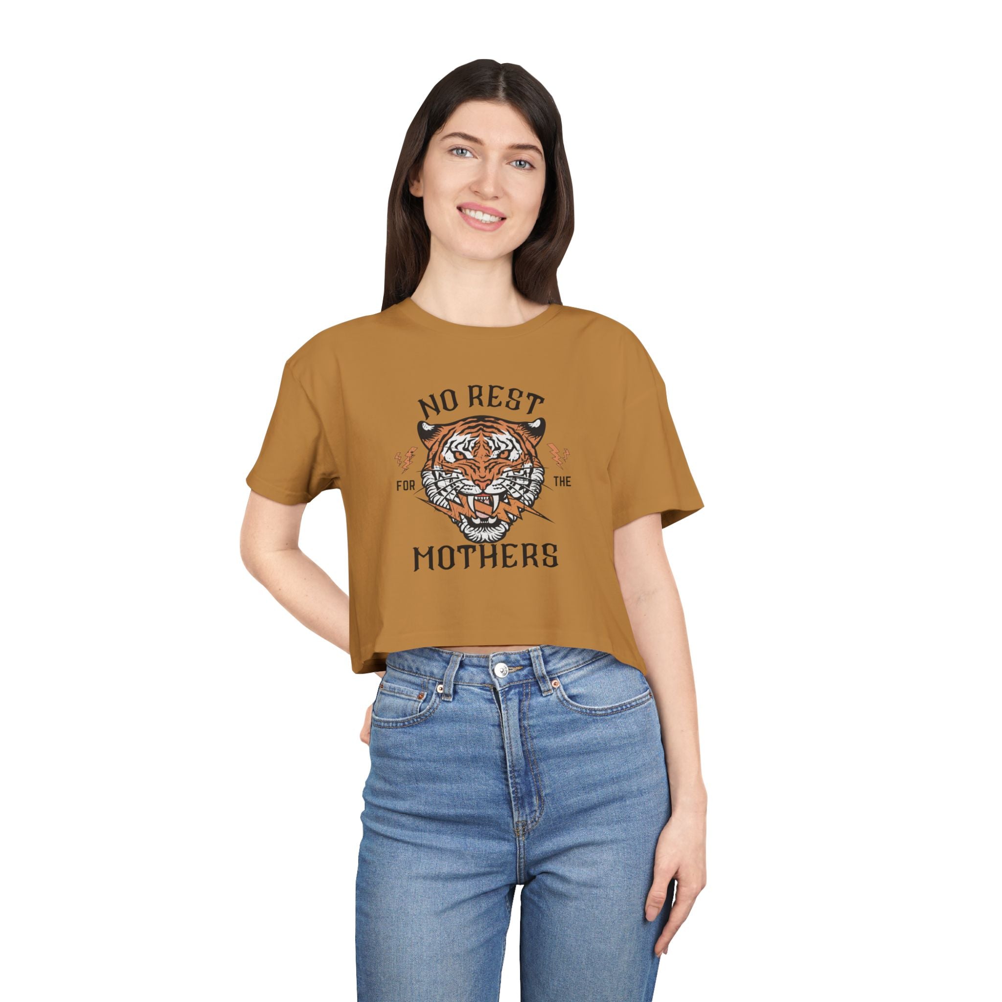 Tiger “No Rest for the Mothers” Crop Tee