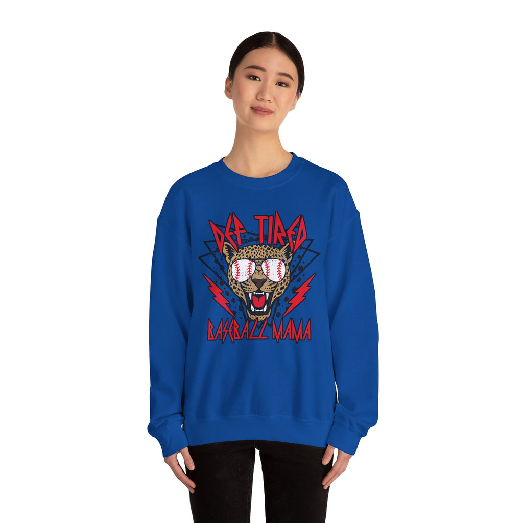 Baseball Leopard Graphic Sweatshirt | Retro Rock Cat with Sunglasses
