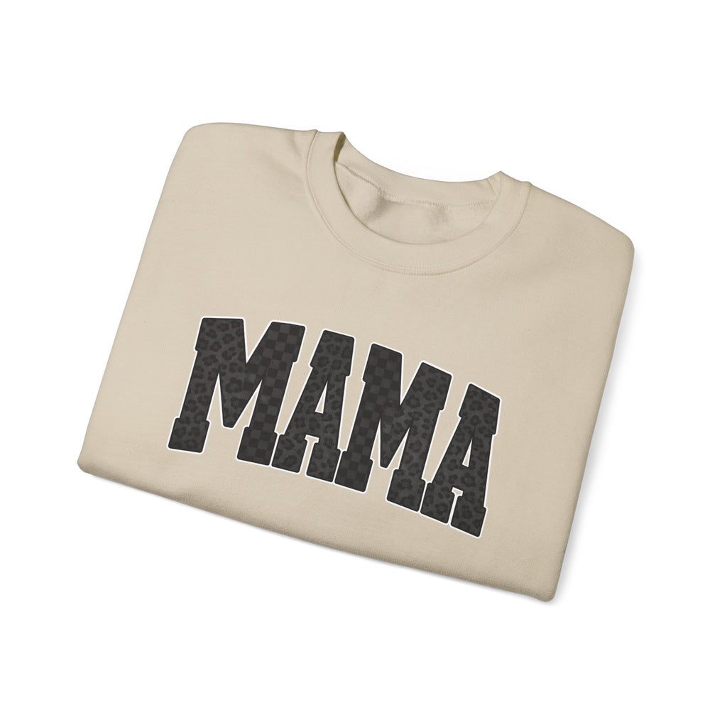 MAMA Crewneck Sweatshirt — Checkered leopard