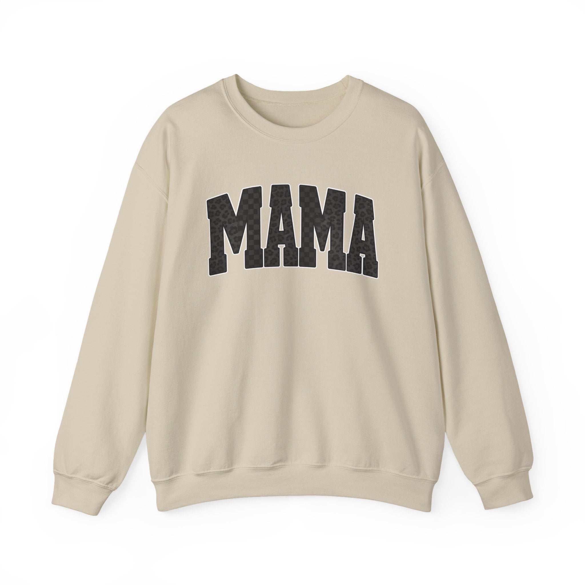 MAMA Crewneck Sweatshirt — Checkered leopard