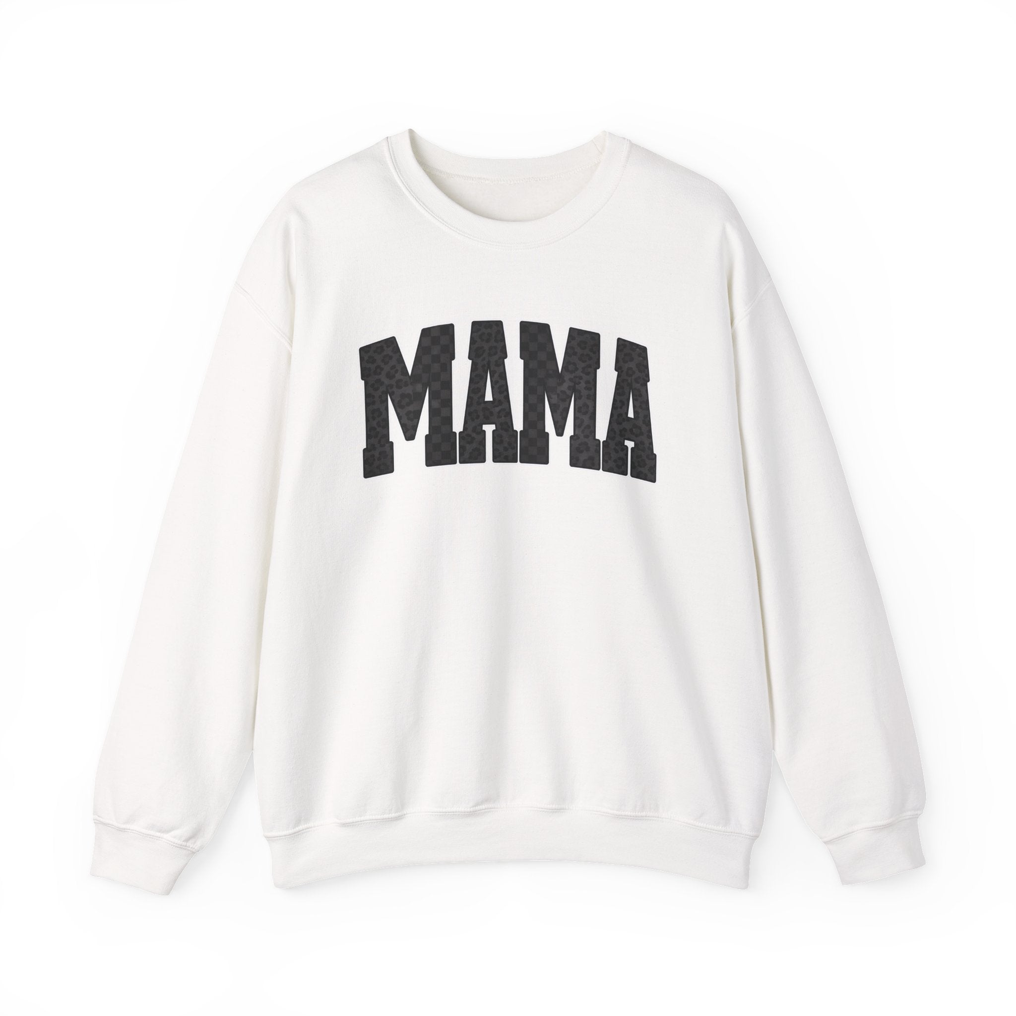 MAMA Crewneck Sweatshirt — Checkered leopard