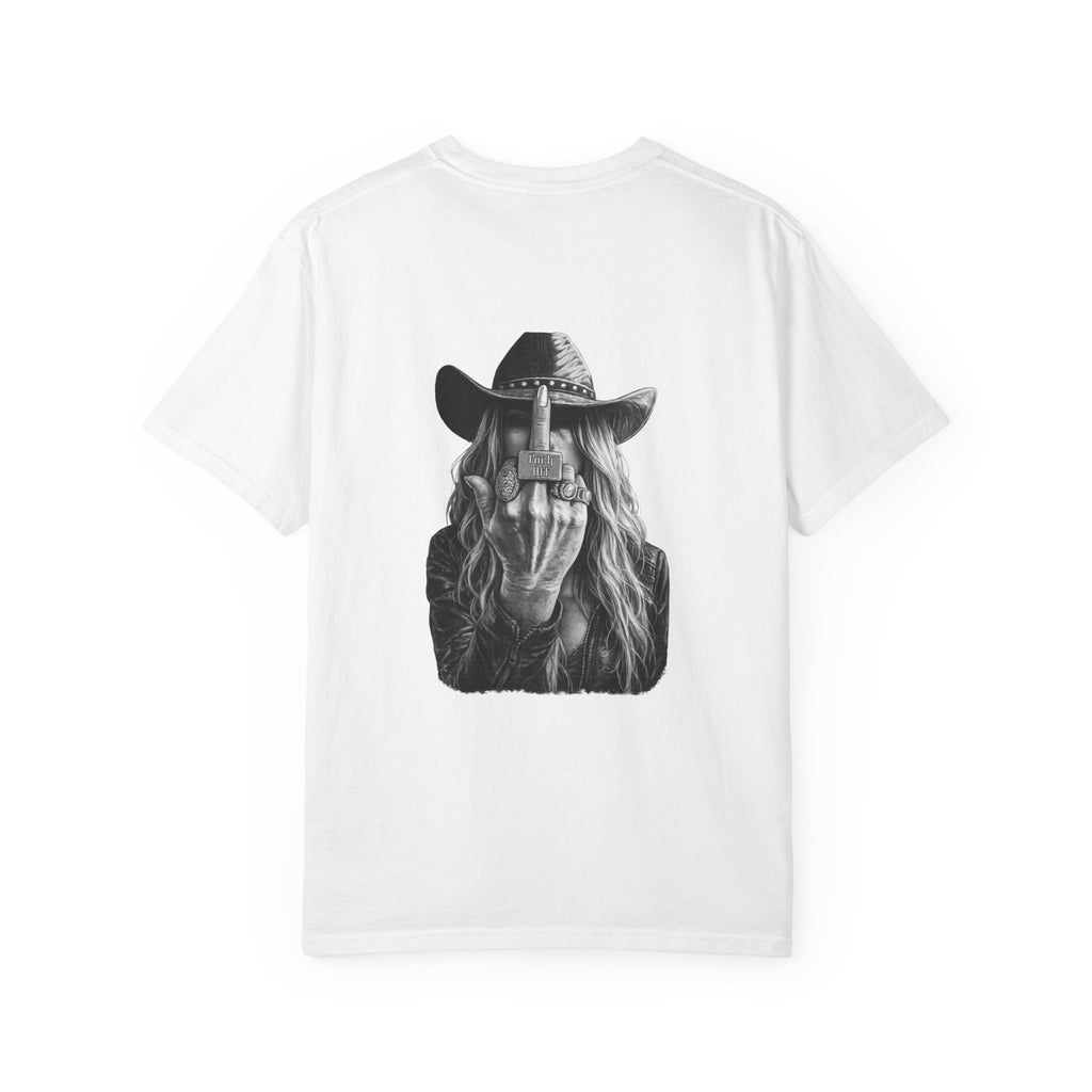 Not Today text tee | Graphic T-Shirt with Cowboy Skull Middle Finger Back Art