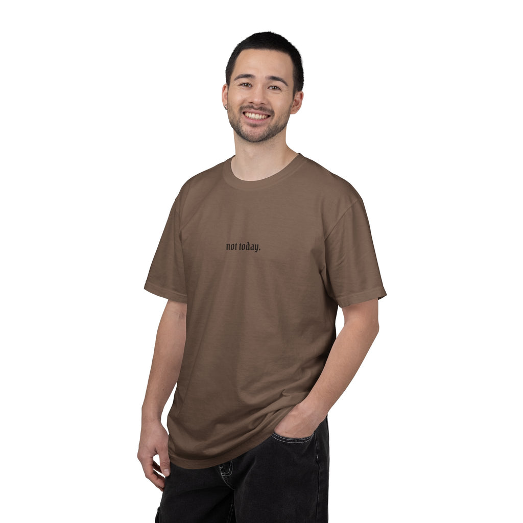 Not Today text tee | Graphic T-Shirt with Cowboy Skull Middle Finger Back Art