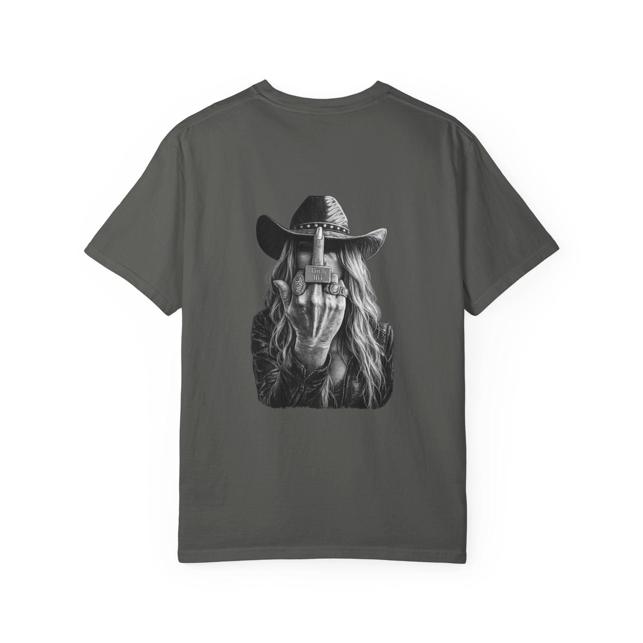 Not Today text tee | Graphic T-Shirt with Cowboy Skull Middle Finger Back Art