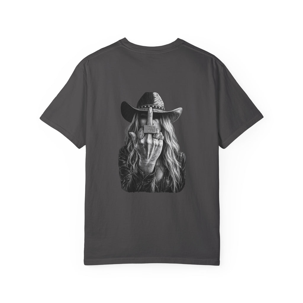 Not Today text tee | Graphic T-Shirt with Cowboy Skull Middle Finger Back Art