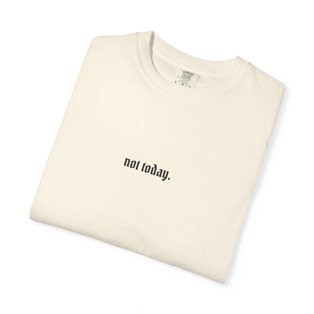 Not Today text tee | Graphic T-Shirt with Cowboy Skull Middle Finger Back Art