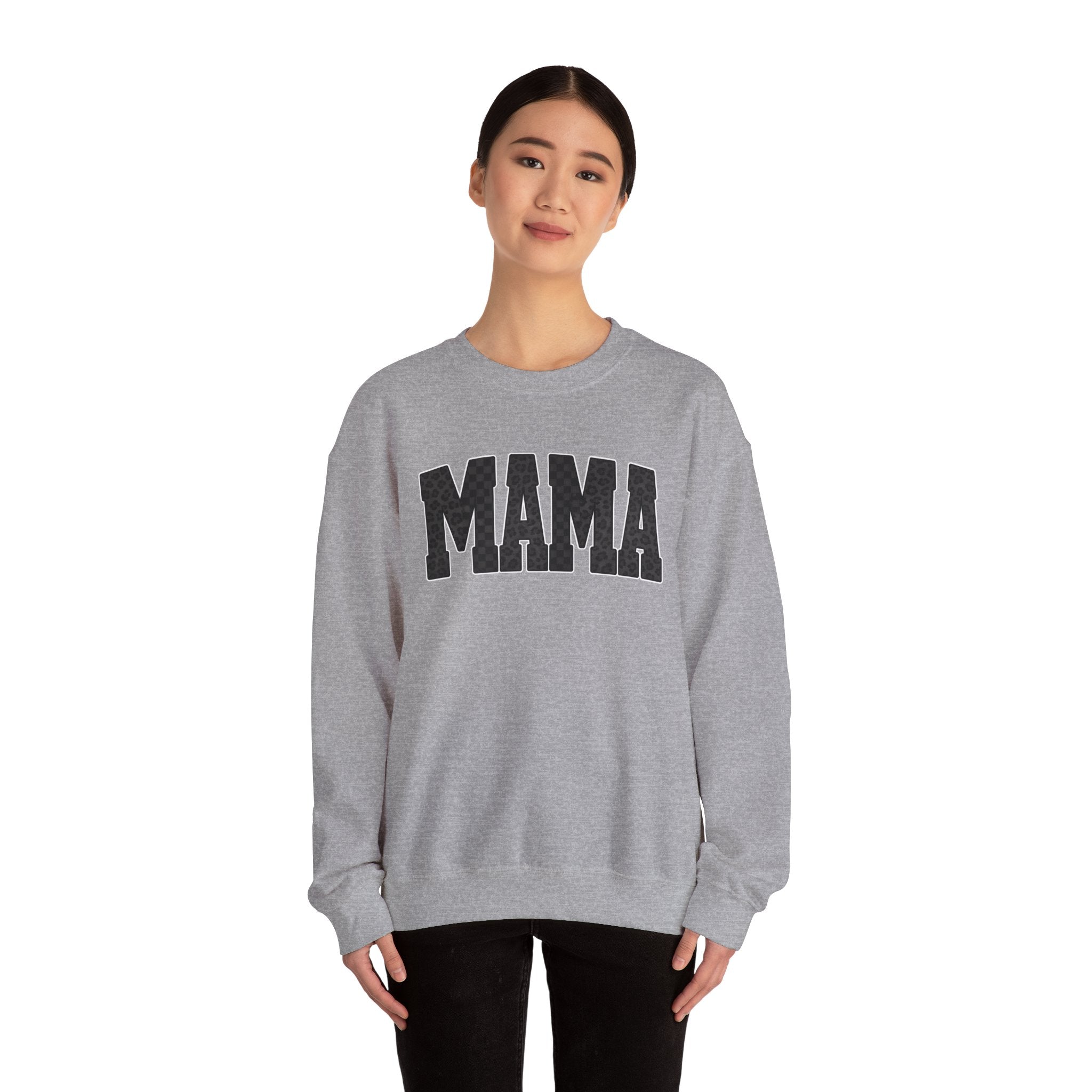 MAMA Crewneck Sweatshirt — Checkered leopard