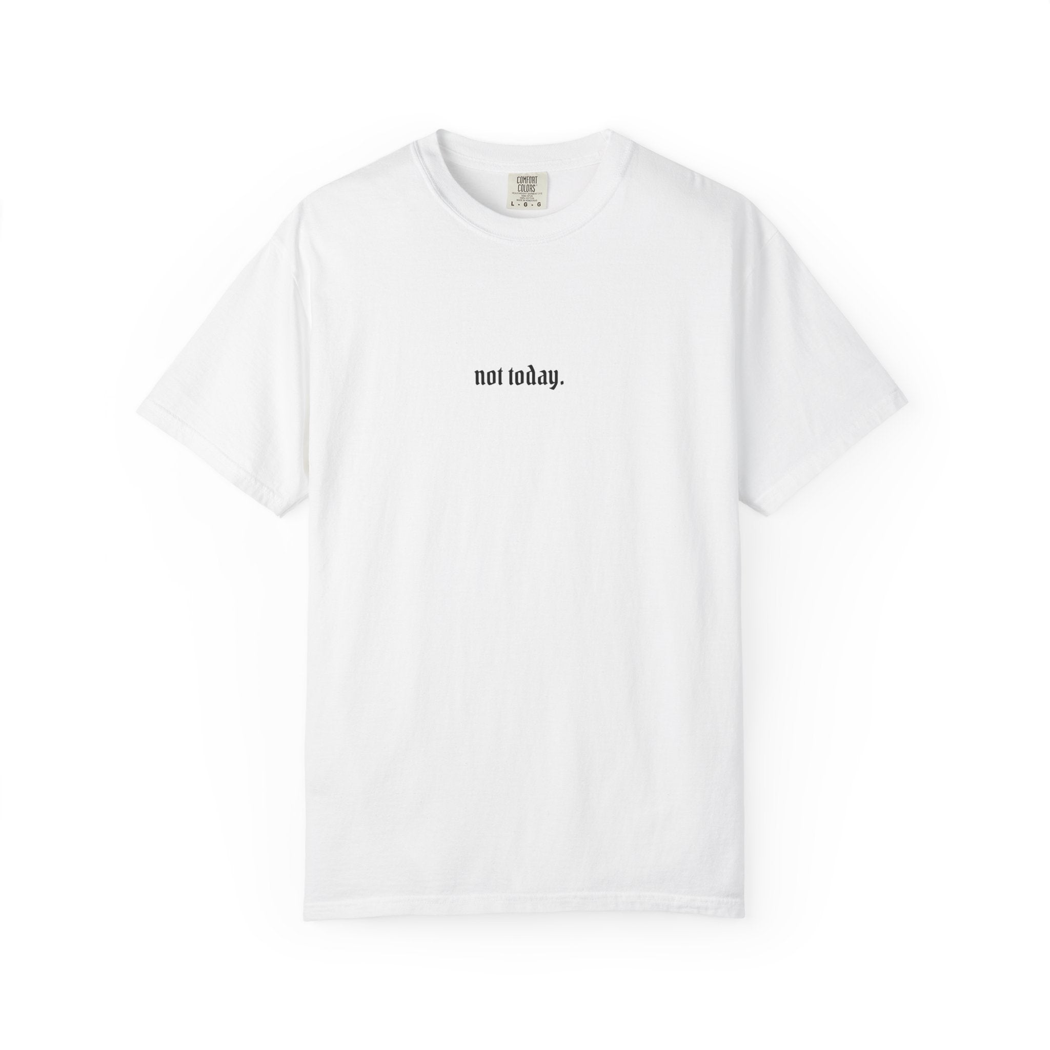 Not Today text tee | Graphic T-Shirt with Cowboy Skull Middle Finger Back Art