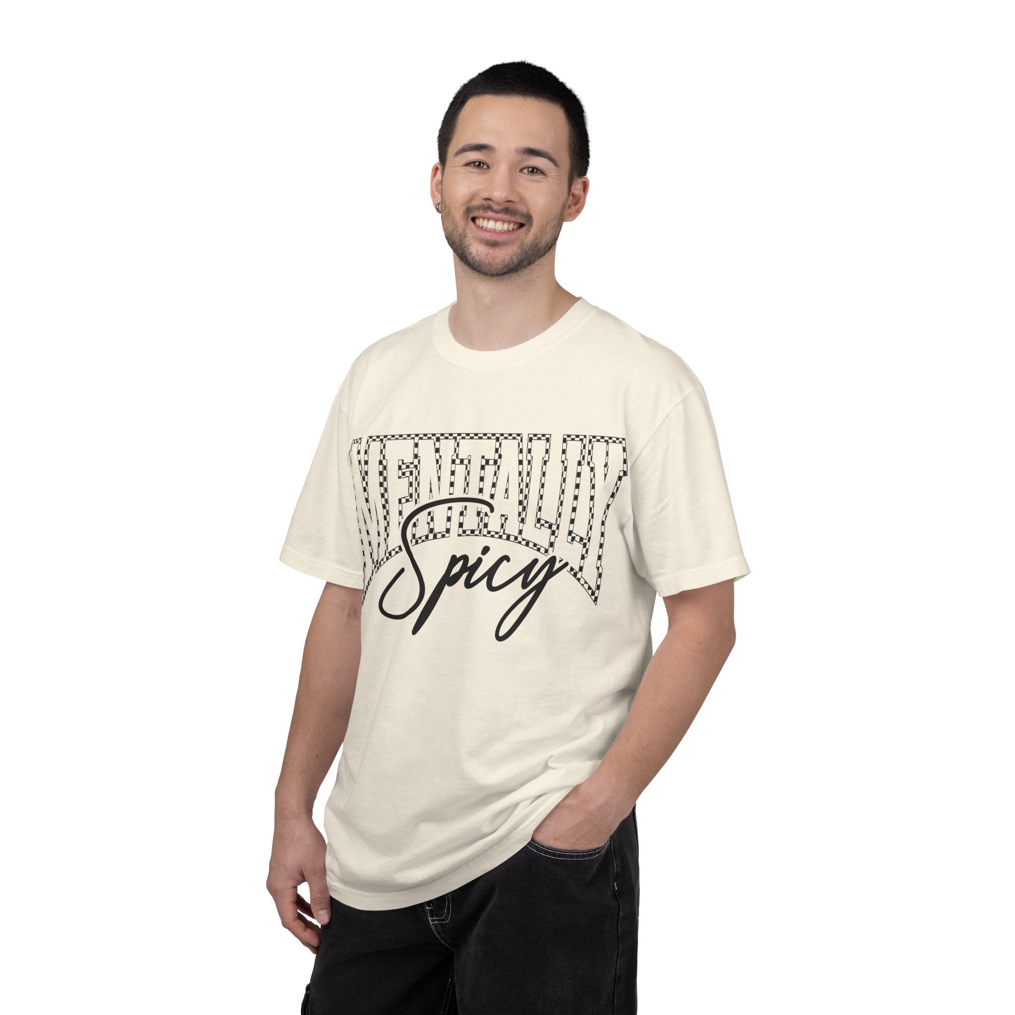 Mentally Spicy T-shirt | Script & Dotted Block Letter Design