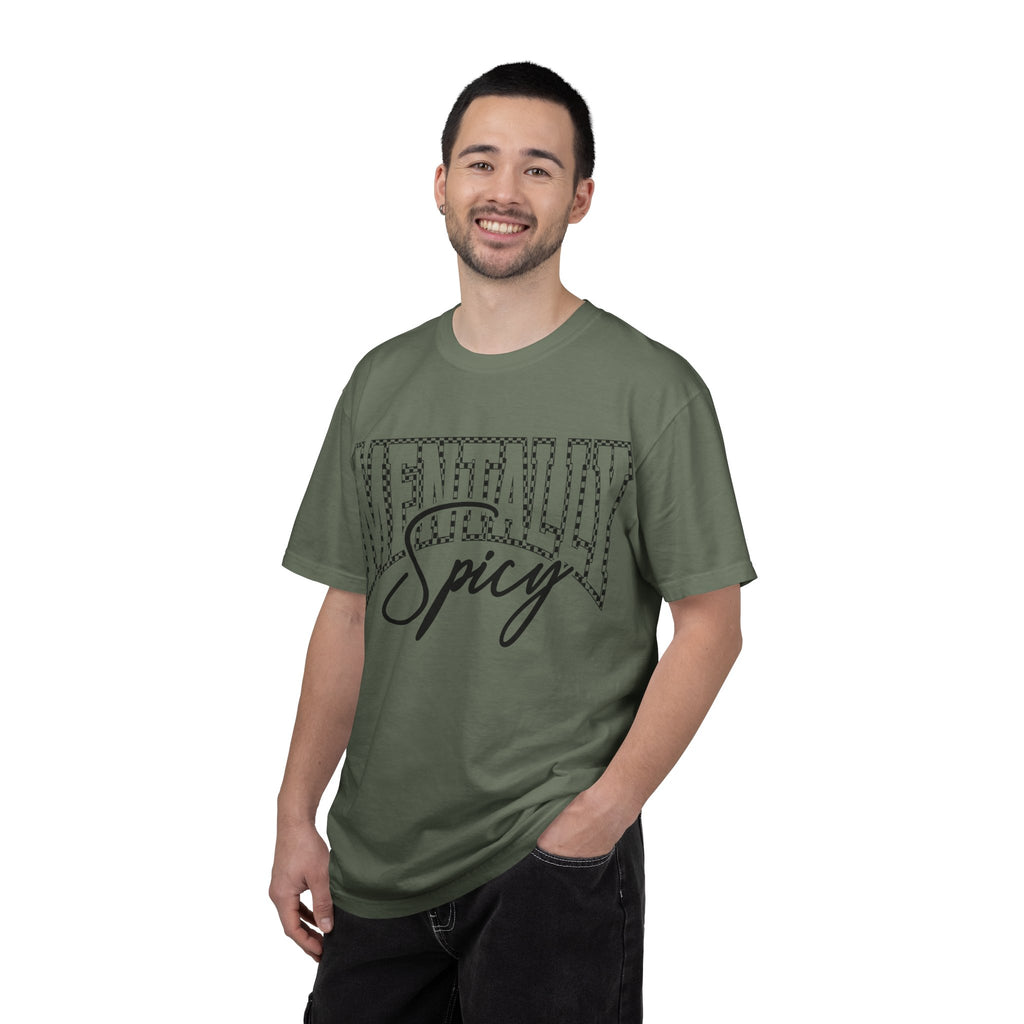 Mentally Spicy T-shirt | Script & Dotted Block Letter Design