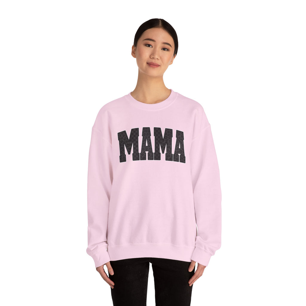 MAMA Crewneck Sweatshirt — Checkered leopard