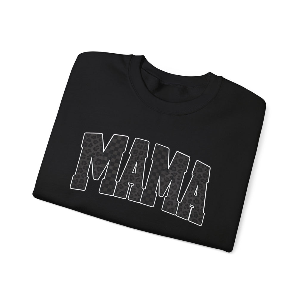 MAMA Crewneck Sweatshirt — Checkered leopard