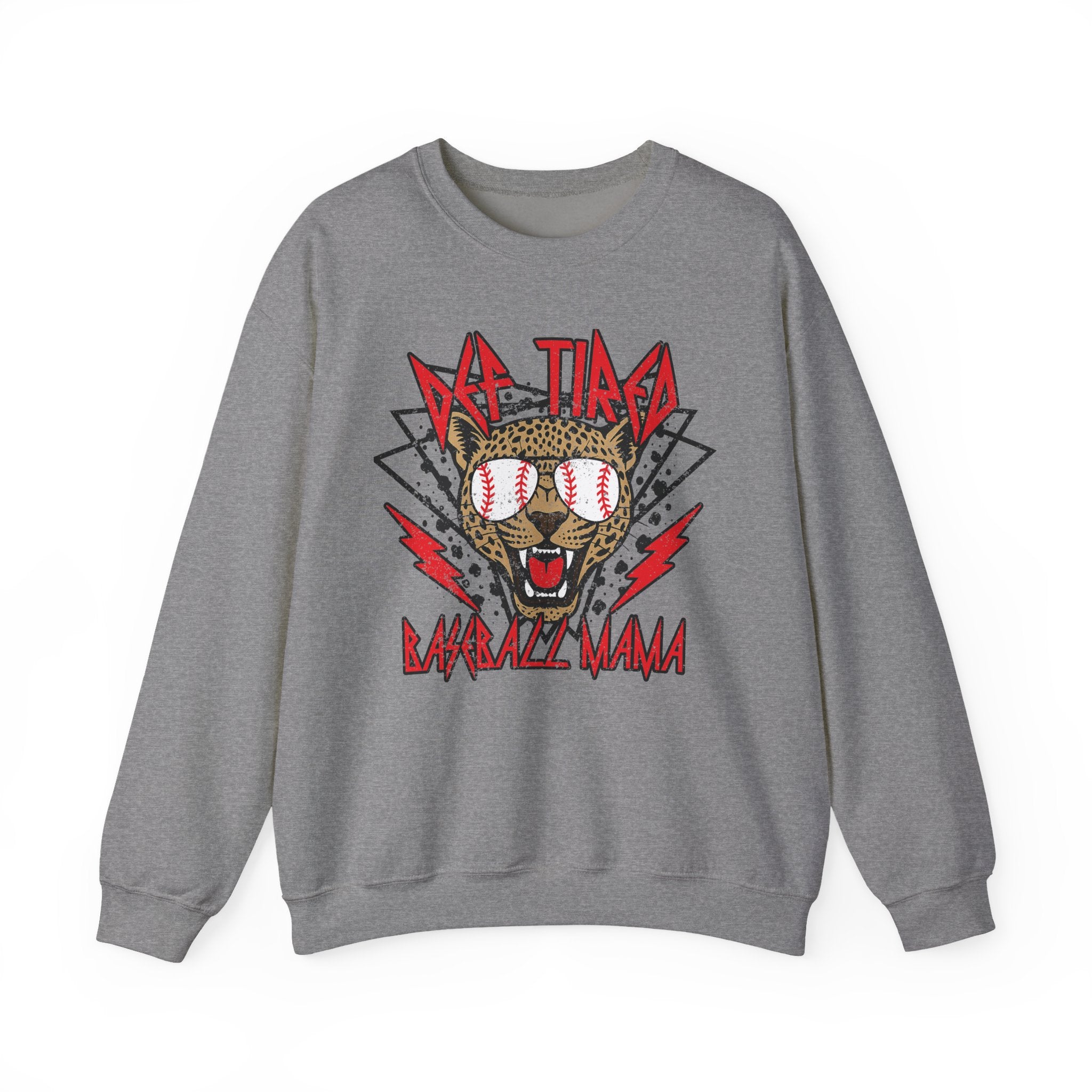Baseball Leopard Graphic Sweatshirt | Retro Rock Cat with Sunglasses