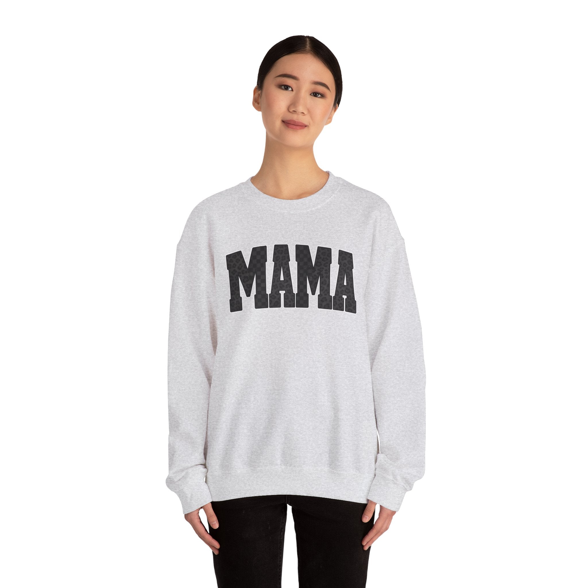 MAMA Crewneck Sweatshirt — Checkered leopard