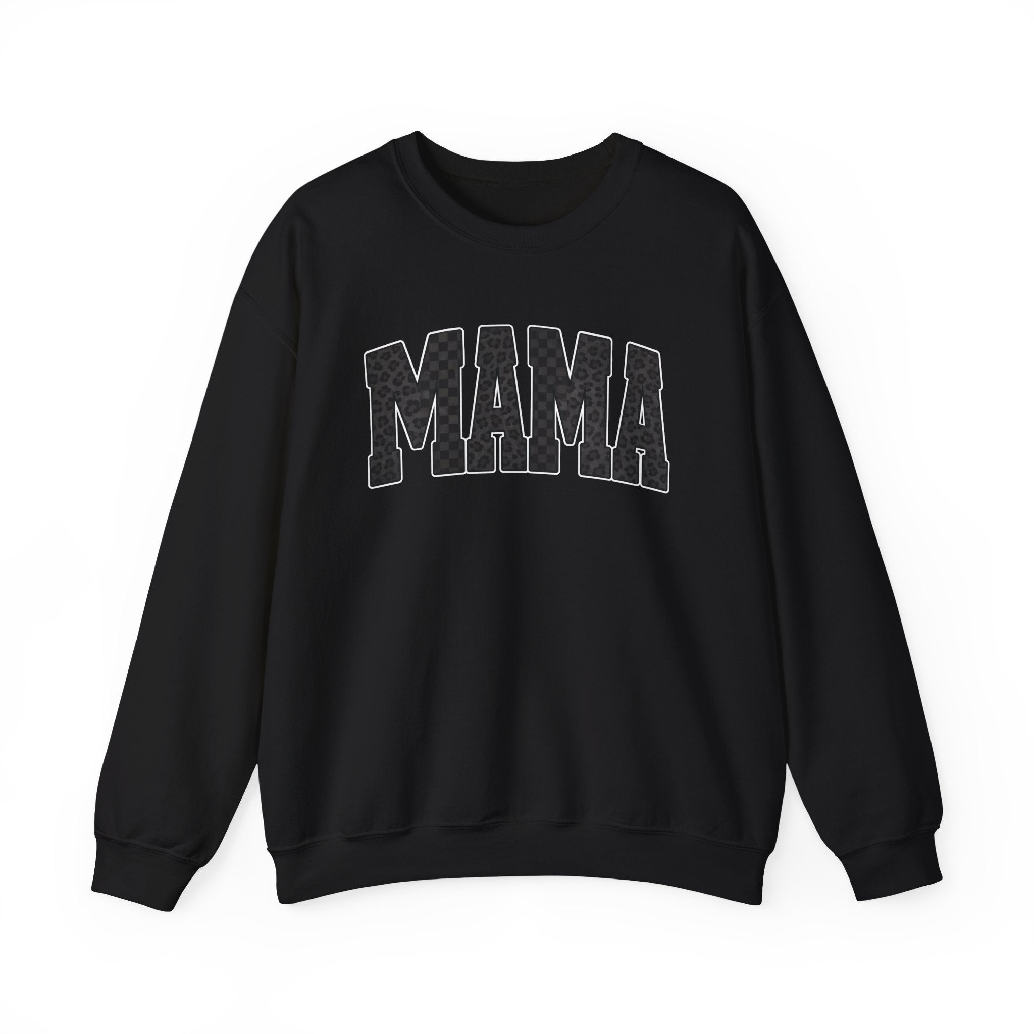 MAMA Crewneck Sweatshirt — Checkered leopard