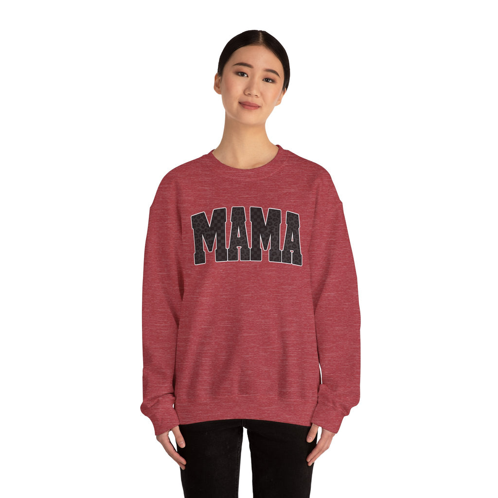 MAMA Crewneck Sweatshirt — Checkered leopard