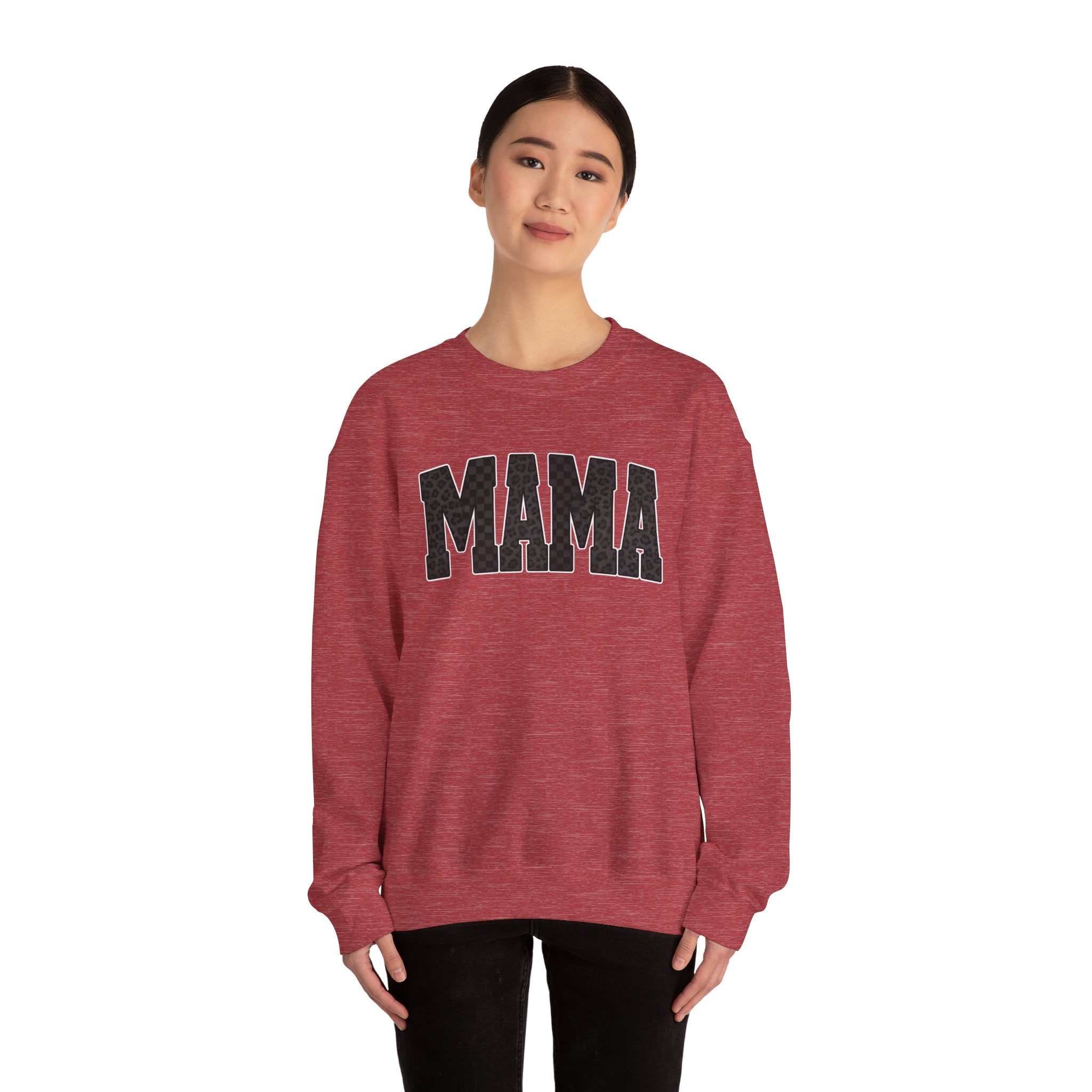 MAMA Crewneck Sweatshirt — Checkered leopard