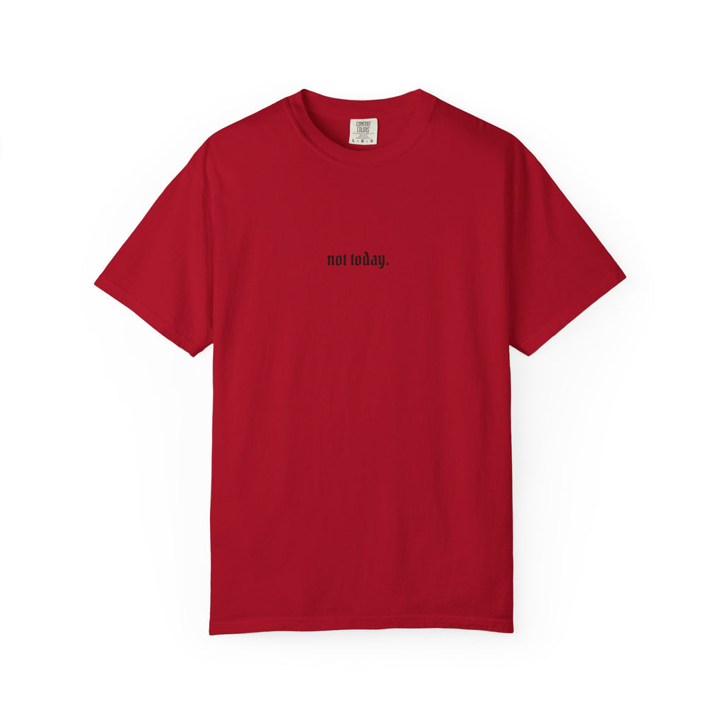 Not Today text tee | Graphic T-Shirt with Cowboy Skull Middle Finger Back Art