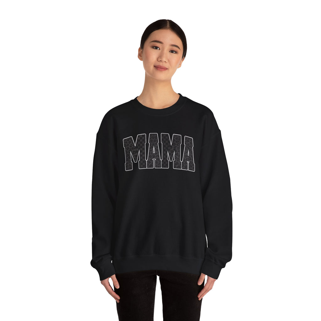 MAMA Crewneck Sweatshirt — Checkered leopard