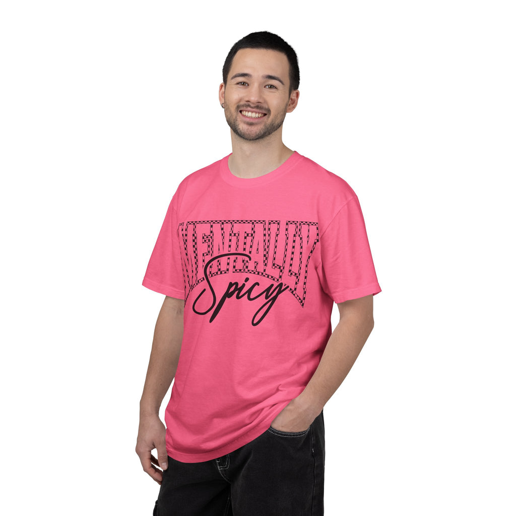 Mentally Spicy T-shirt | Script & Dotted Block Letter Design