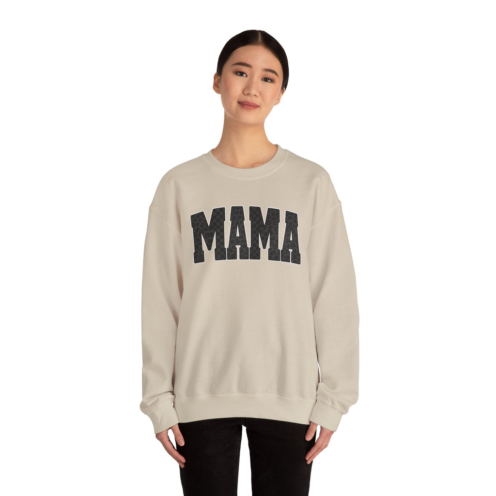 MAMA Crewneck Sweatshirt — Checkered leopard