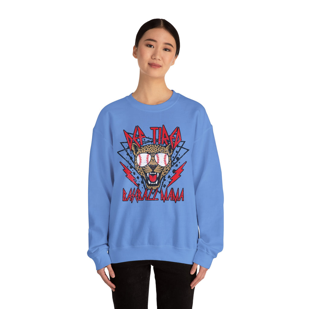 Baseball Leopard Graphic Sweatshirt | Retro Rock Cat with Sunglasses
