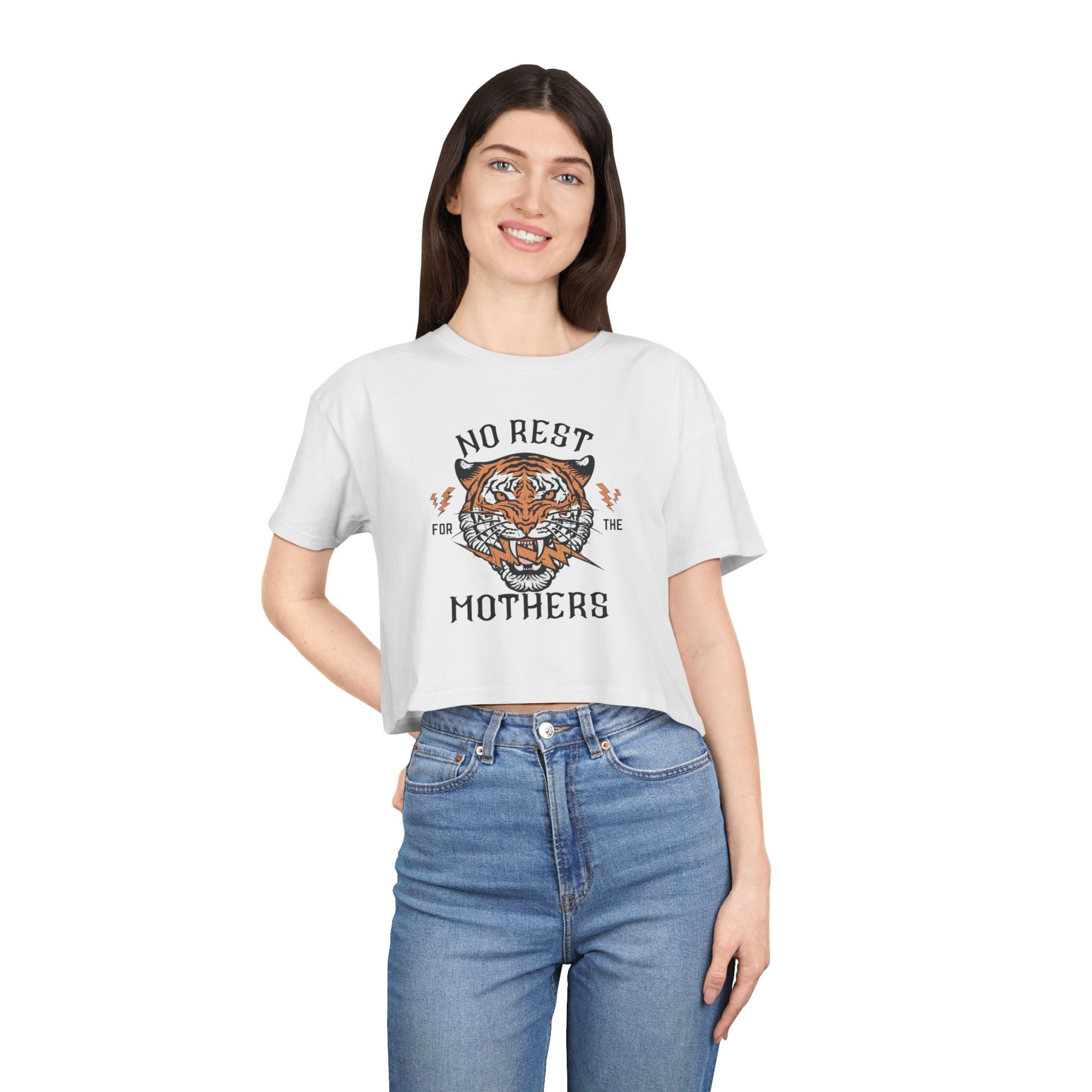 Tiger “No Rest for the Mothers” Crop Tee
