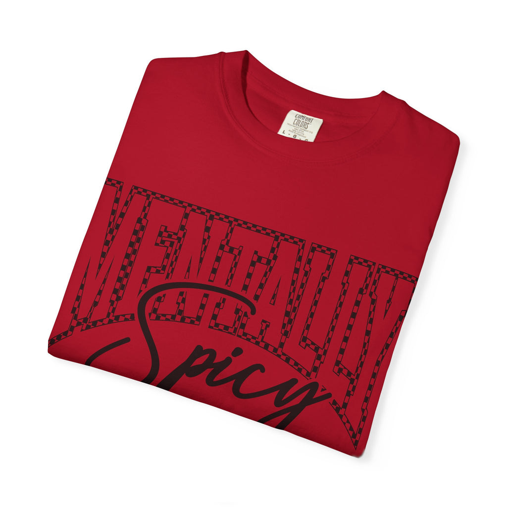 Mentally Spicy T-shirt | Script & Dotted Block Letter Design