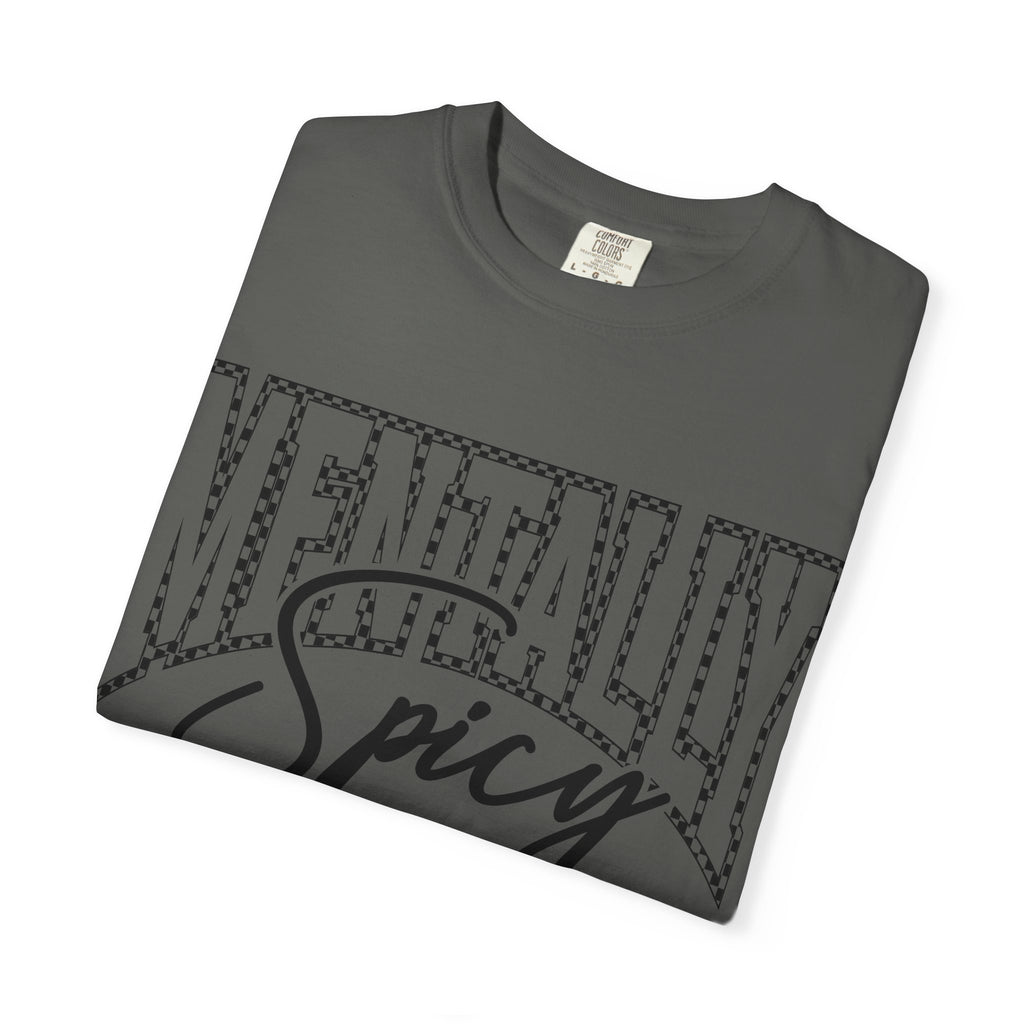 Mentally Spicy T-shirt | Script & Dotted Block Letter Design