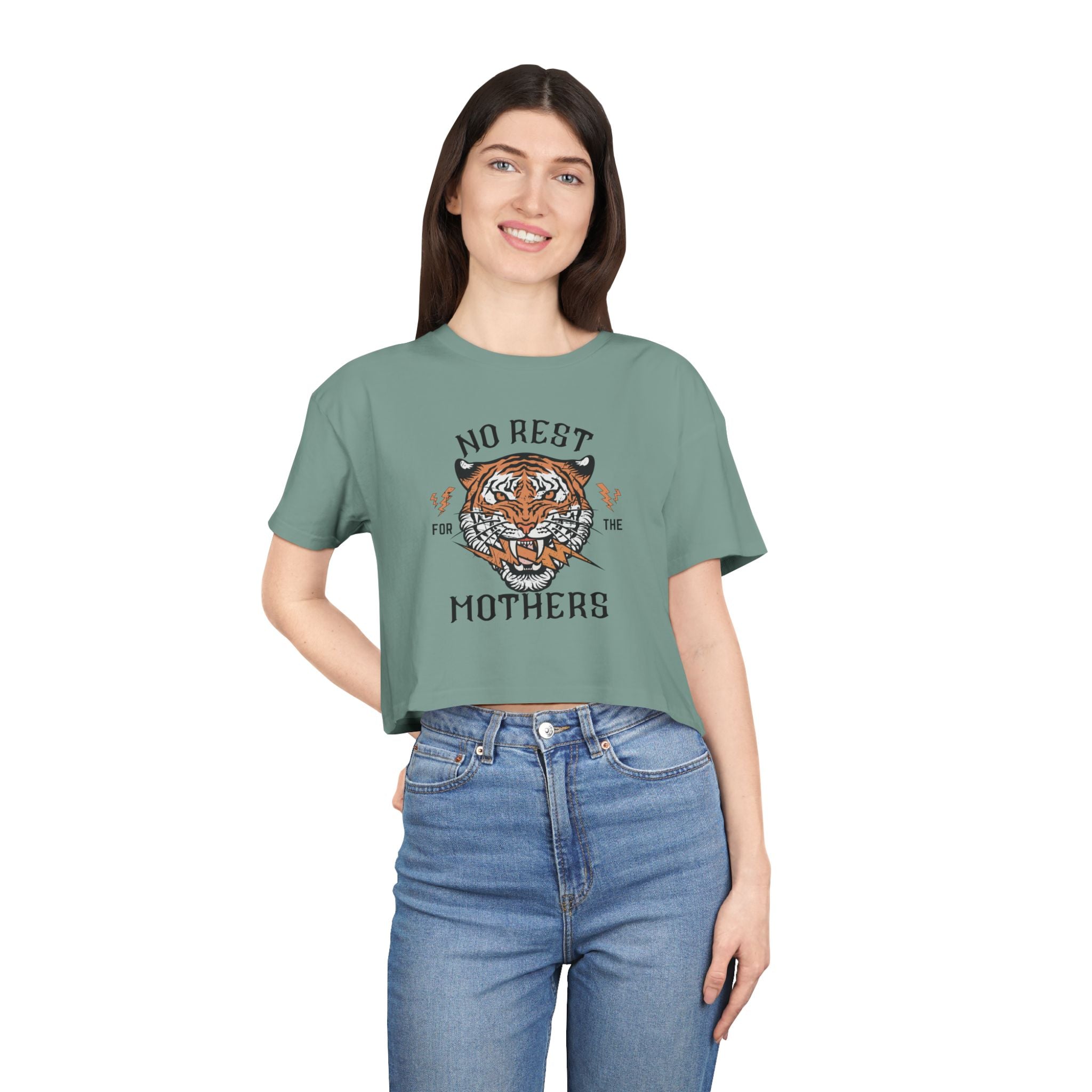 Tiger “No Rest for the Mothers” Crop Tee