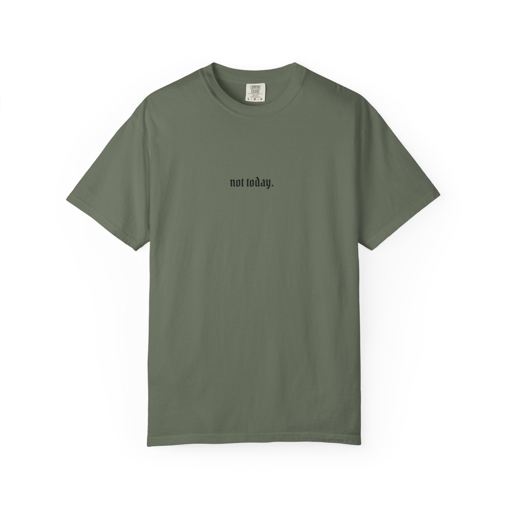 Not Today text tee | Graphic T-Shirt with Cowboy Skull Middle Finger Back Art