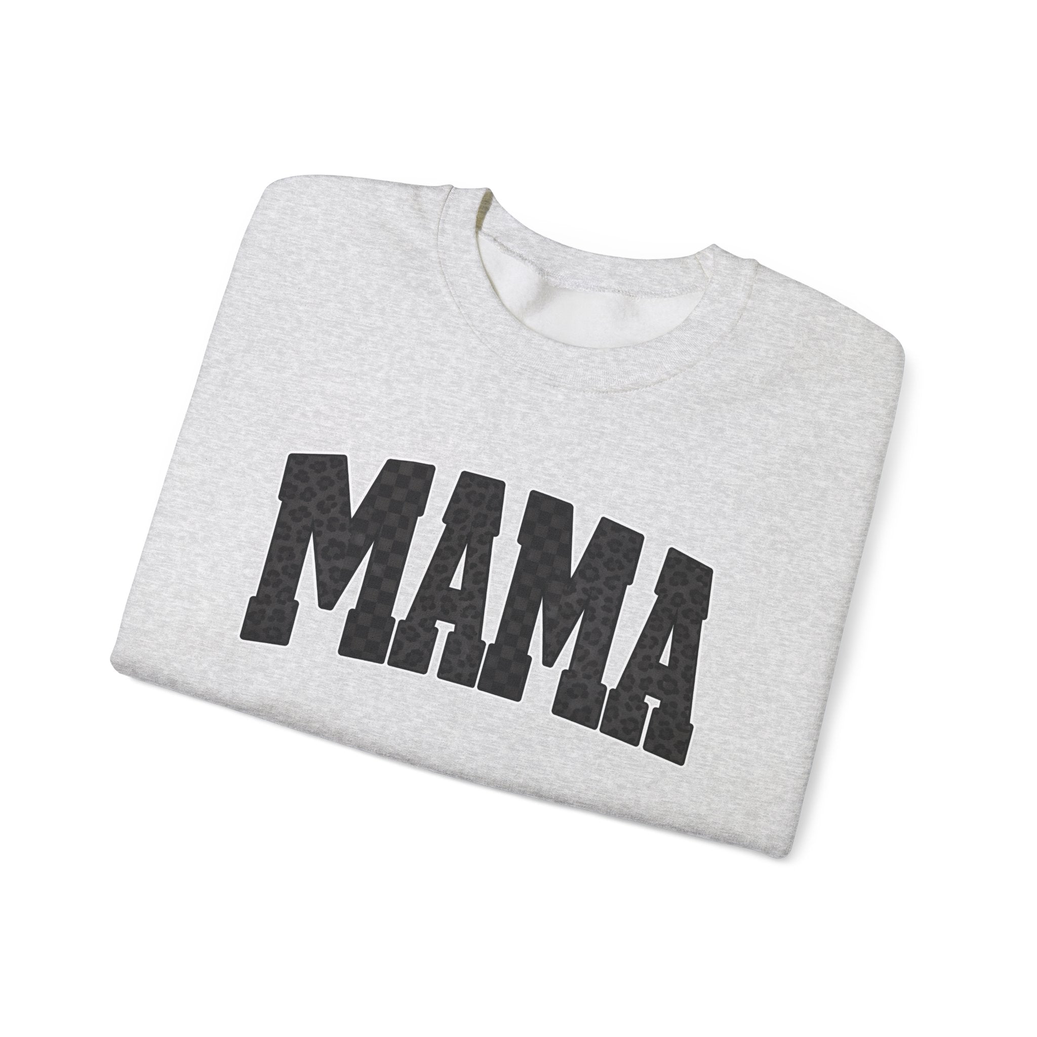 MAMA Crewneck Sweatshirt — Checkered leopard