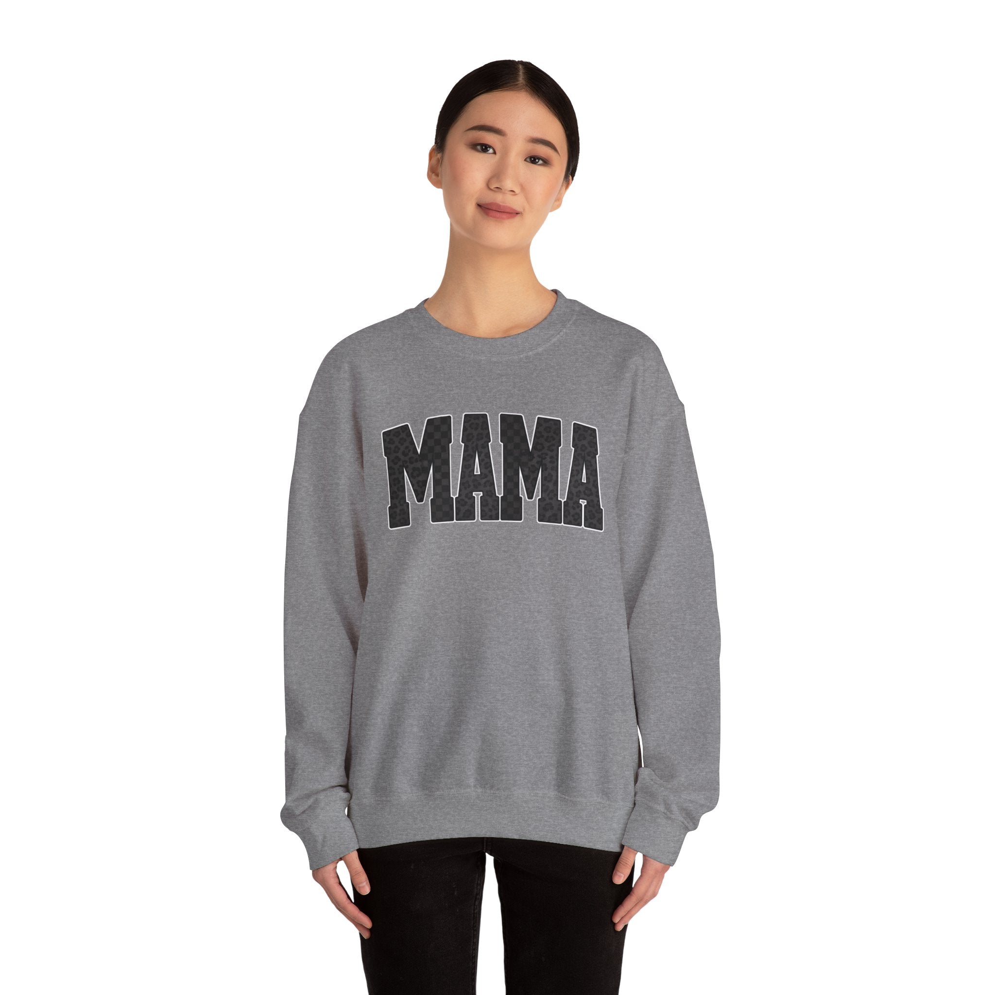 MAMA Crewneck Sweatshirt — Checkered leopard