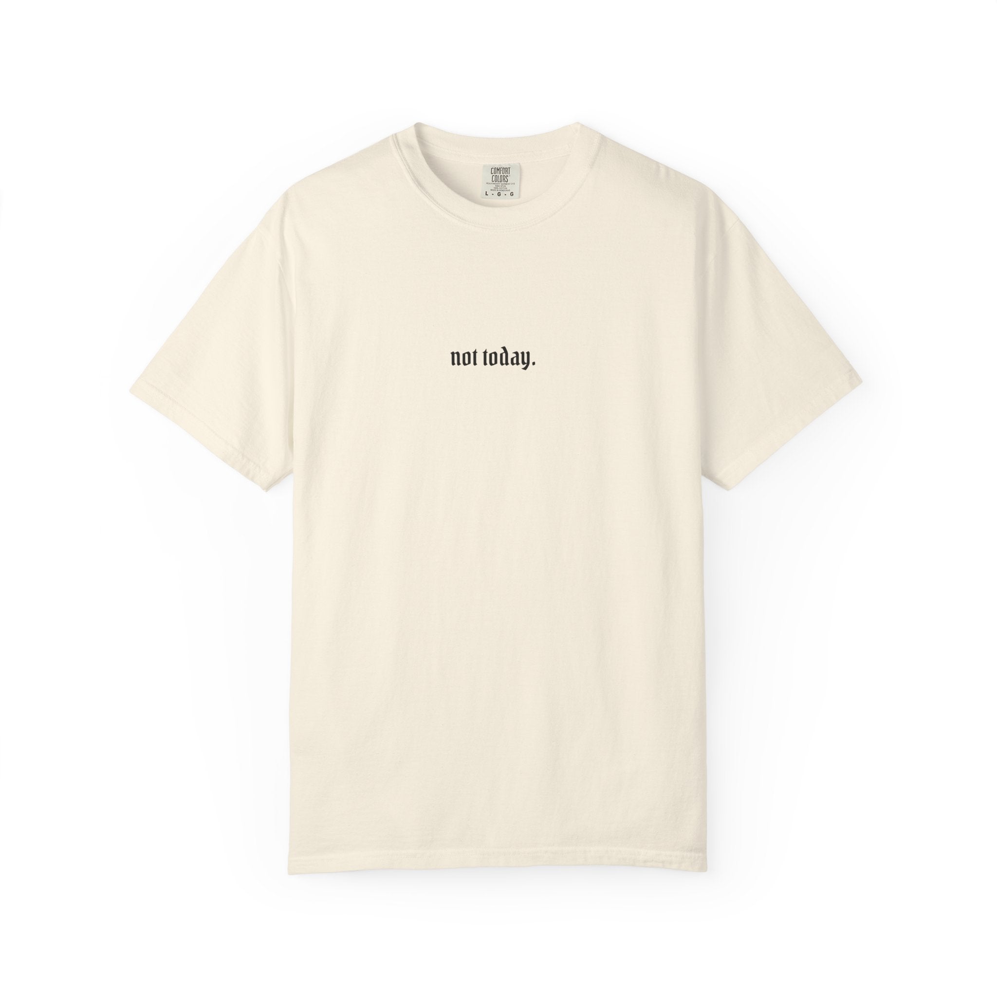 Not Today text tee | Graphic T-Shirt with Cowboy Skull Middle Finger Back Art