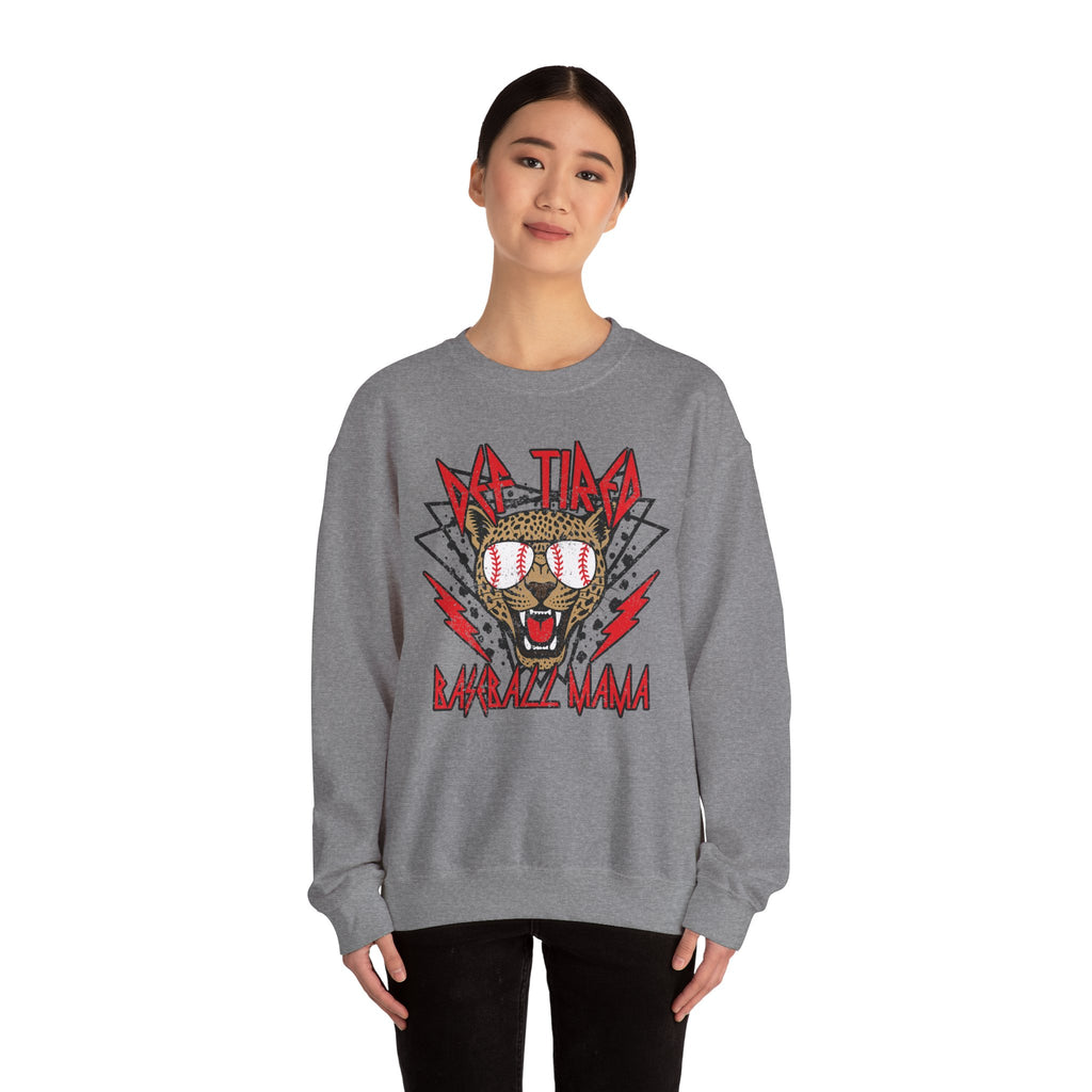 Baseball Leopard Graphic Sweatshirt | Retro Rock Cat with Sunglasses