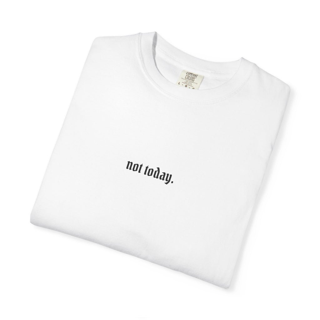 Not Today text tee | Graphic T-Shirt with Cowboy Skull Middle Finger Back Art