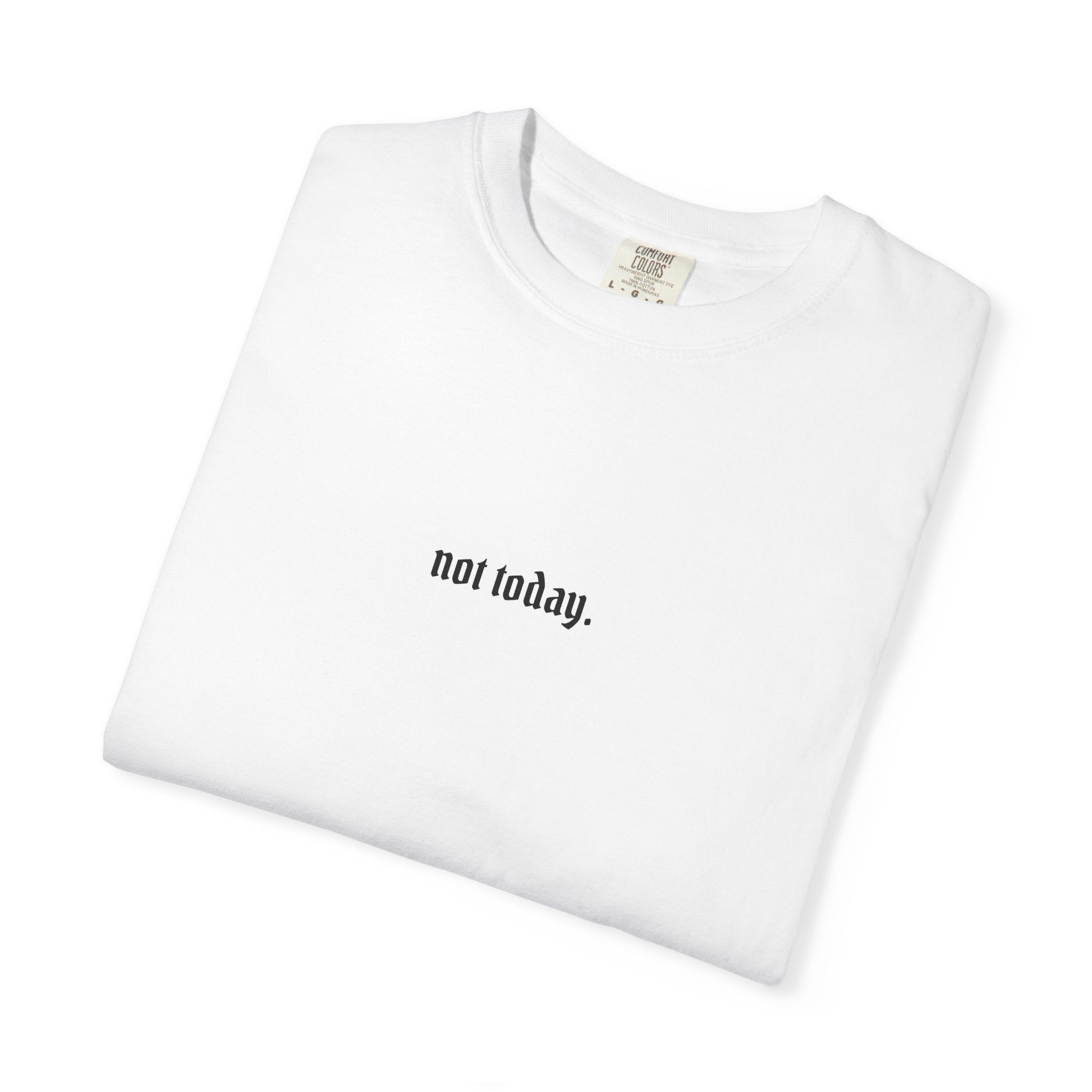 Not Today text tee | Graphic T-Shirt with Cowboy Skull Middle Finger Back Art