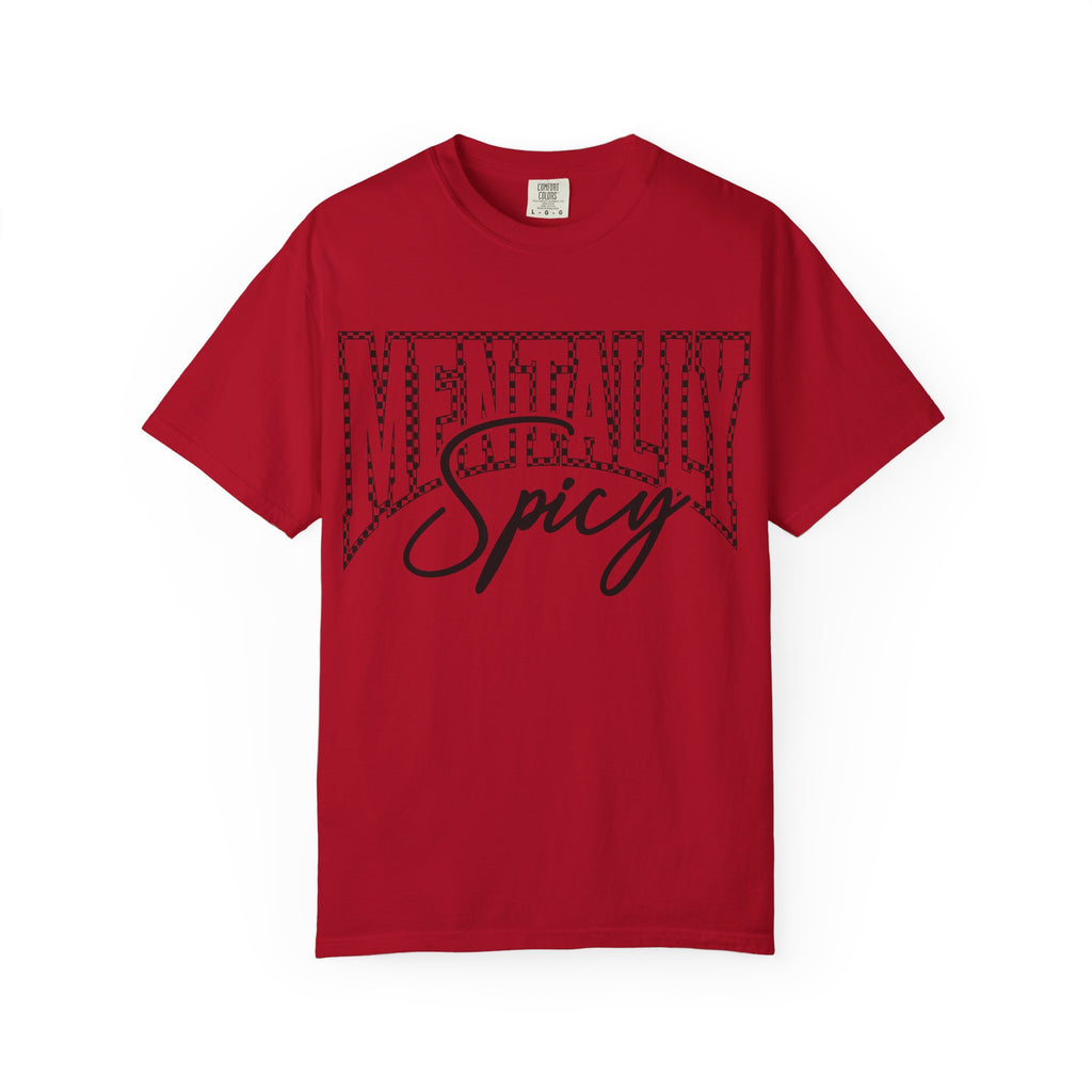 Mentally Spicy T-shirt | Script & Dotted Block Letter Design