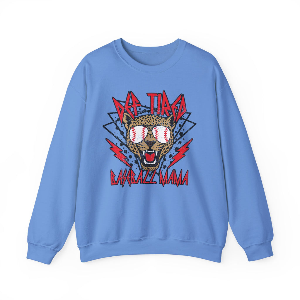 Baseball Leopard Graphic Sweatshirt | Retro Rock Cat with Sunglasses