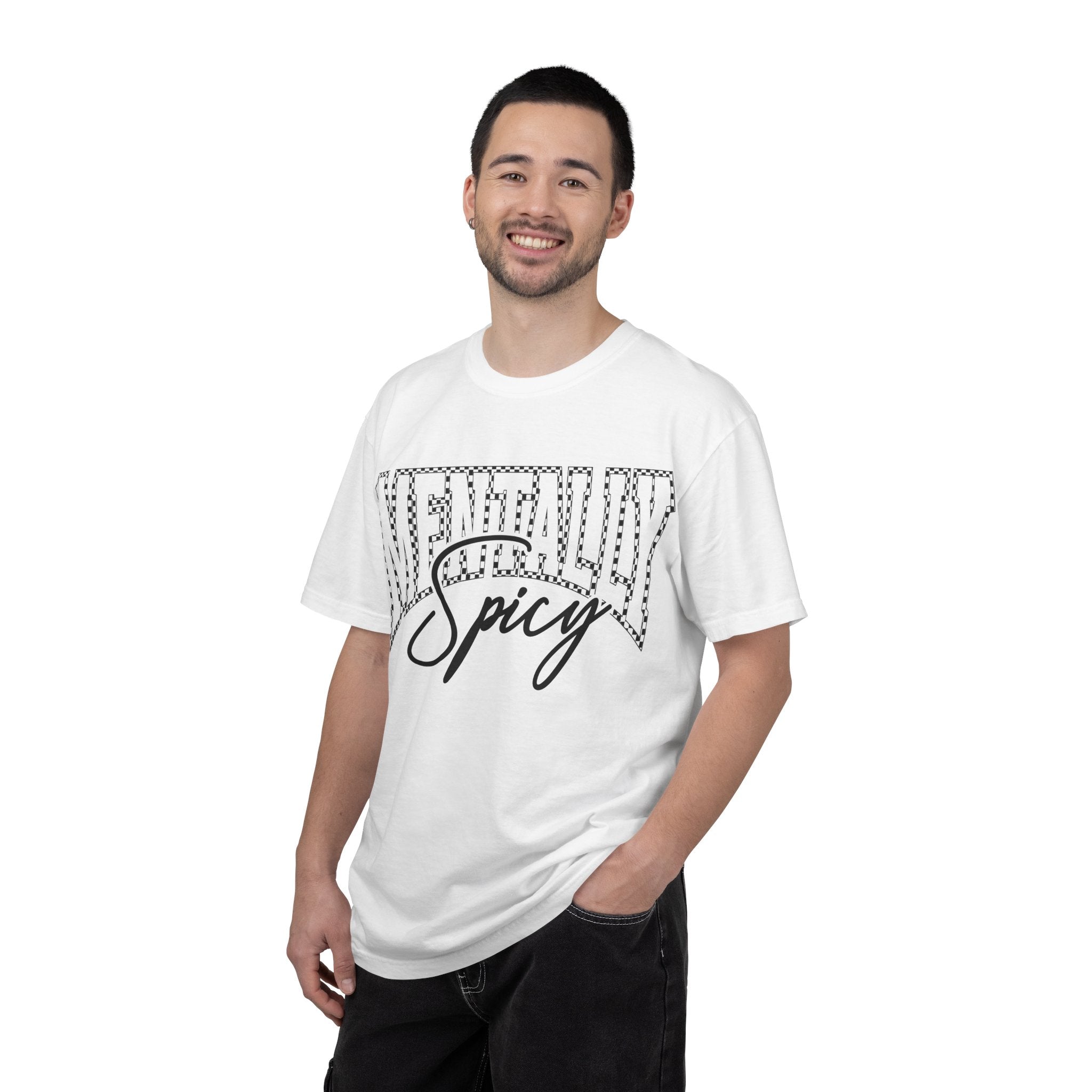 Mentally Spicy T-shirt | Script & Dotted Block Letter Design