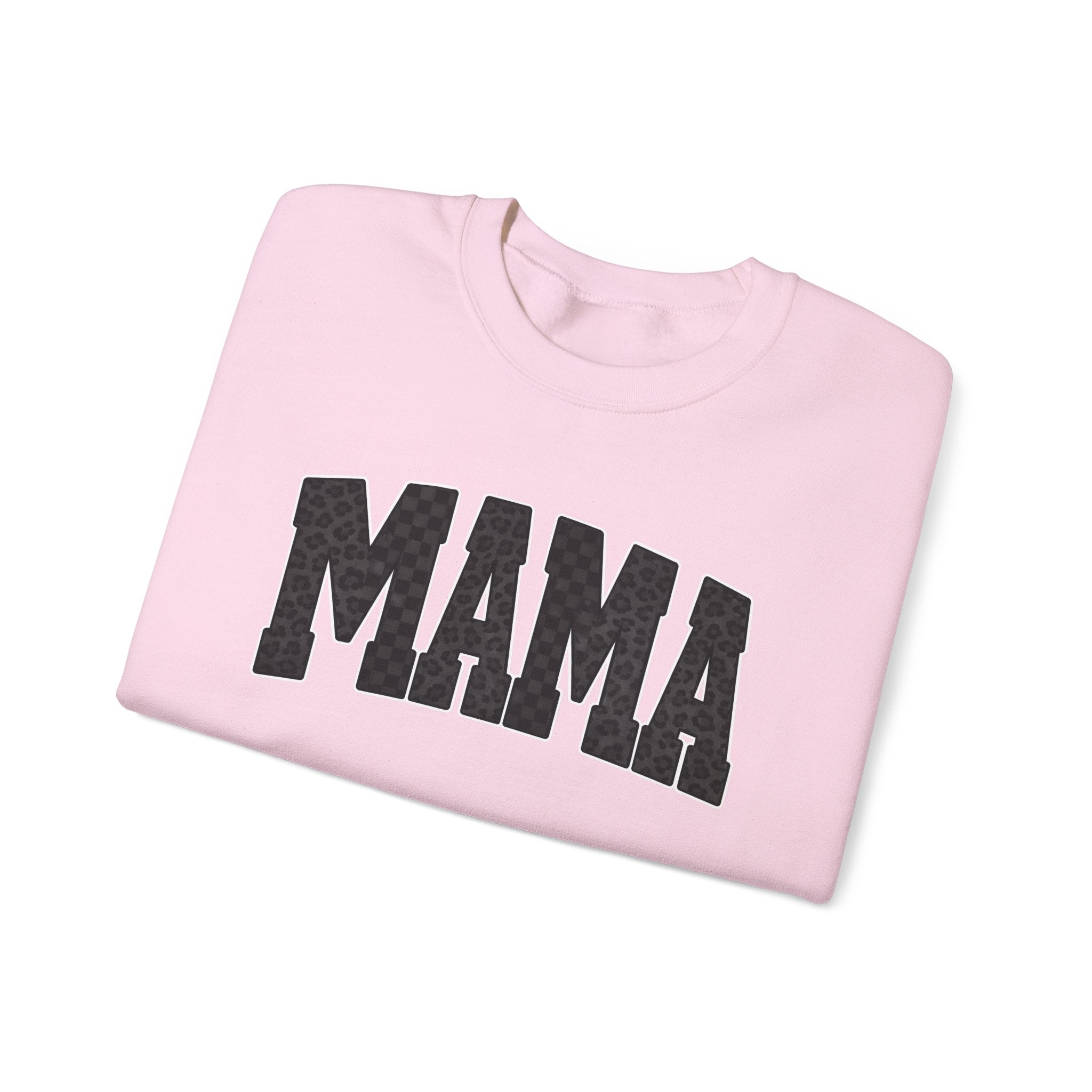 MAMA Crewneck Sweatshirt — Checkered leopard