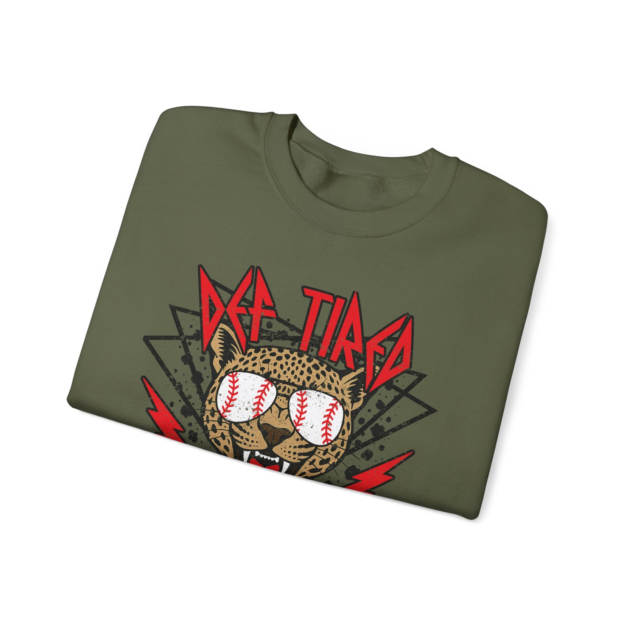 Baseball Leopard Graphic Sweatshirt | Retro Rock Cat with Sunglasses