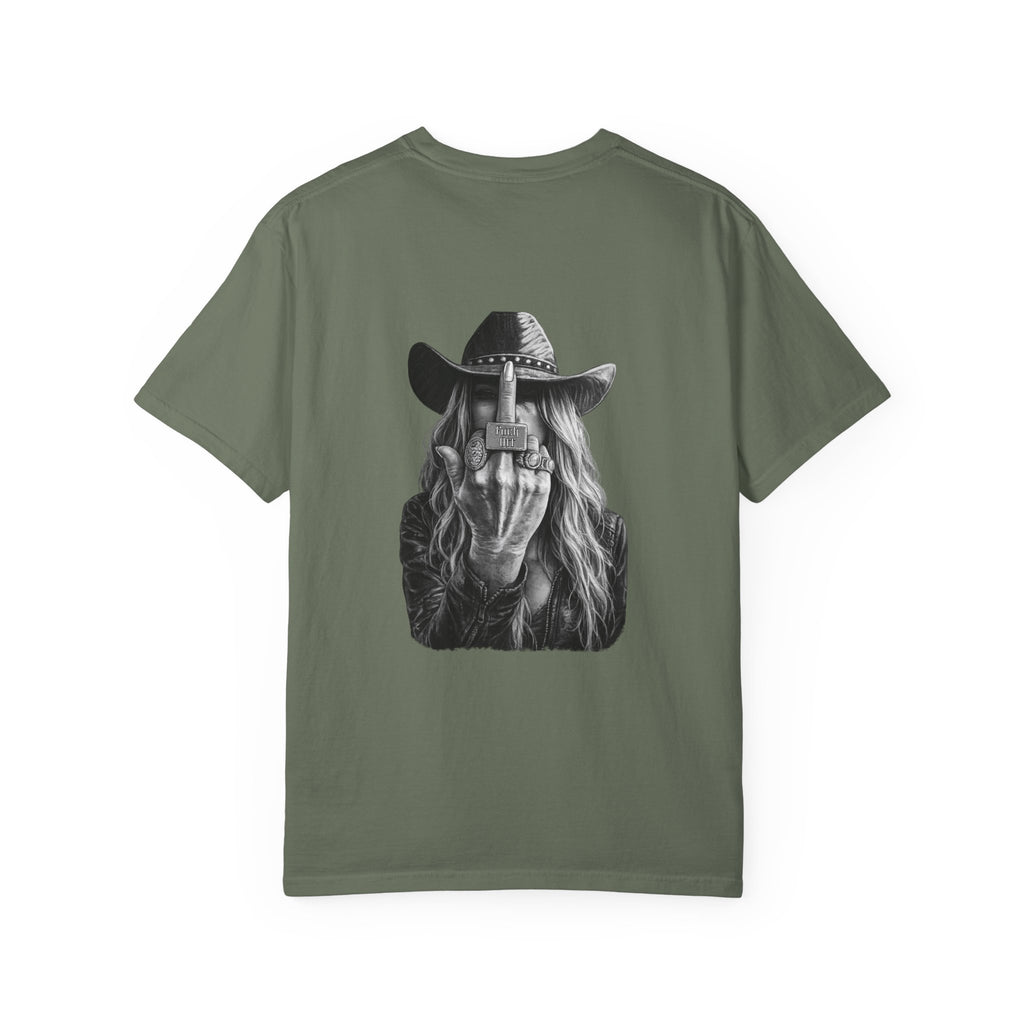 Not Today text tee | Graphic T-Shirt with Cowboy Skull Middle Finger Back Art