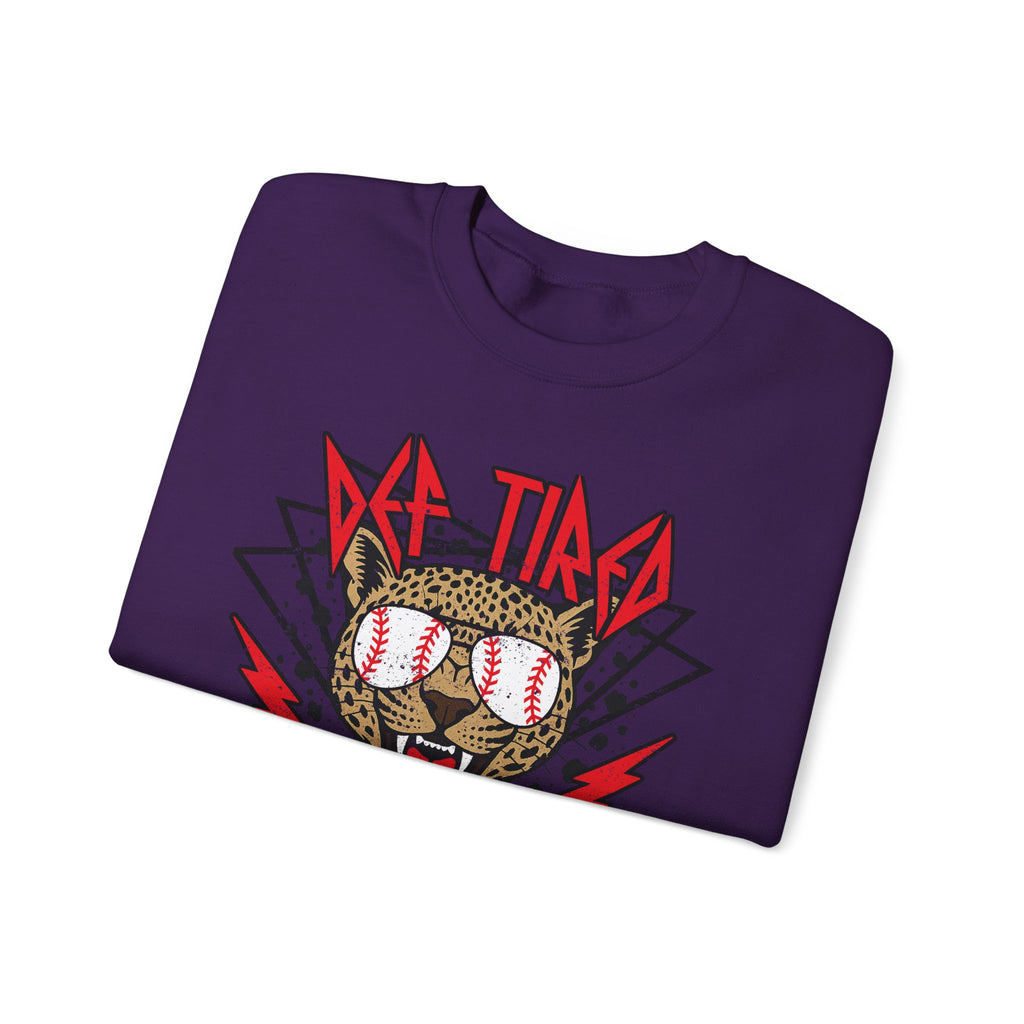 Baseball Leopard Graphic Sweatshirt | Retro Rock Cat with Sunglasses