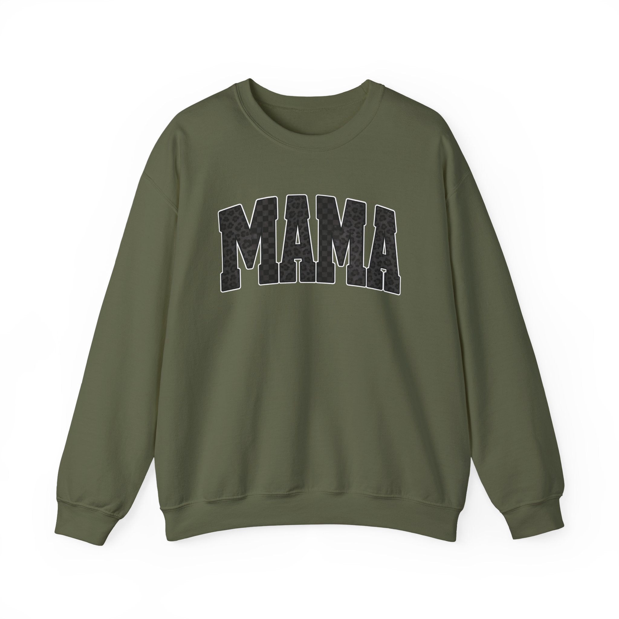MAMA Crewneck Sweatshirt — Checkered leopard