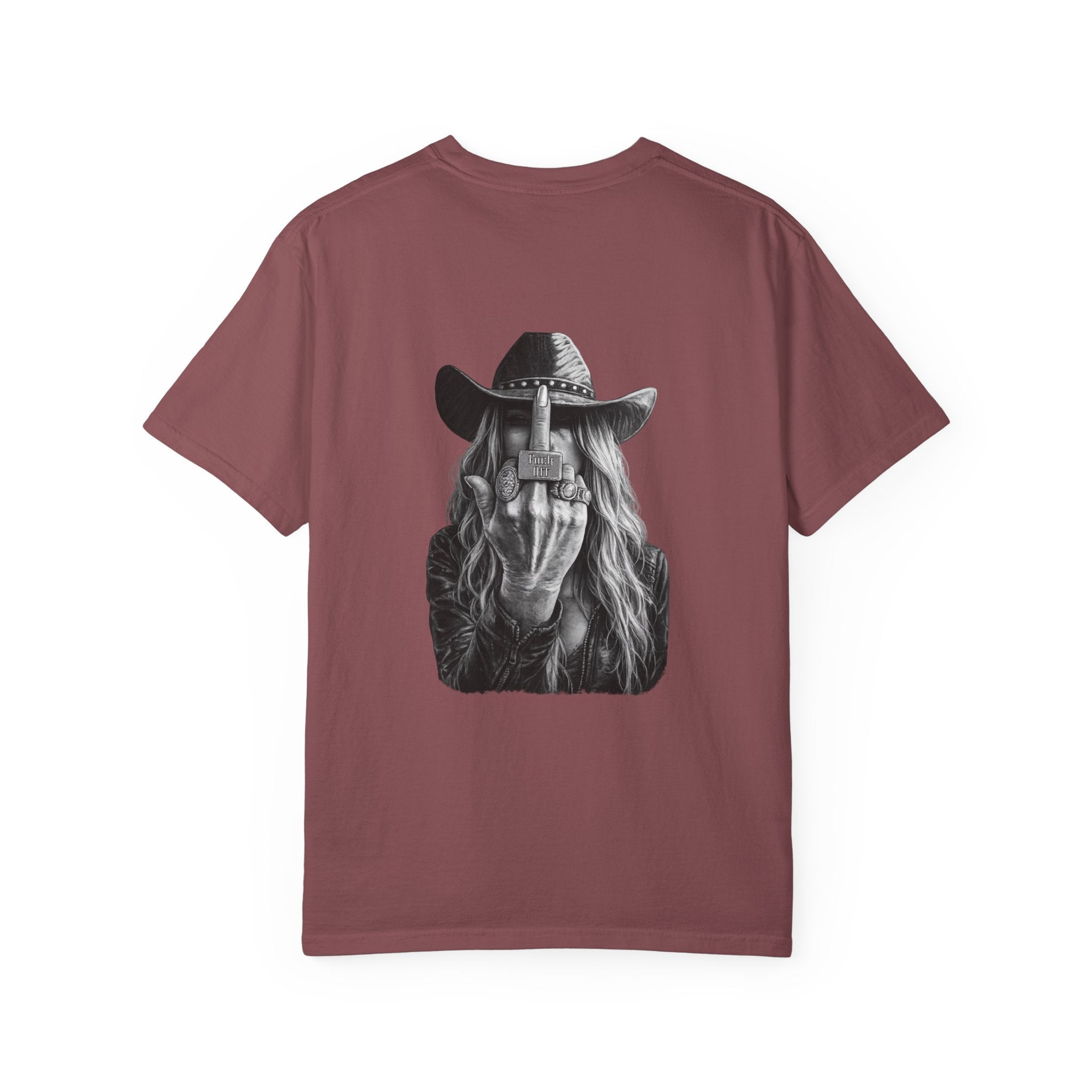 Not Today text tee | Graphic T-Shirt with Cowboy Skull Middle Finger Back Art